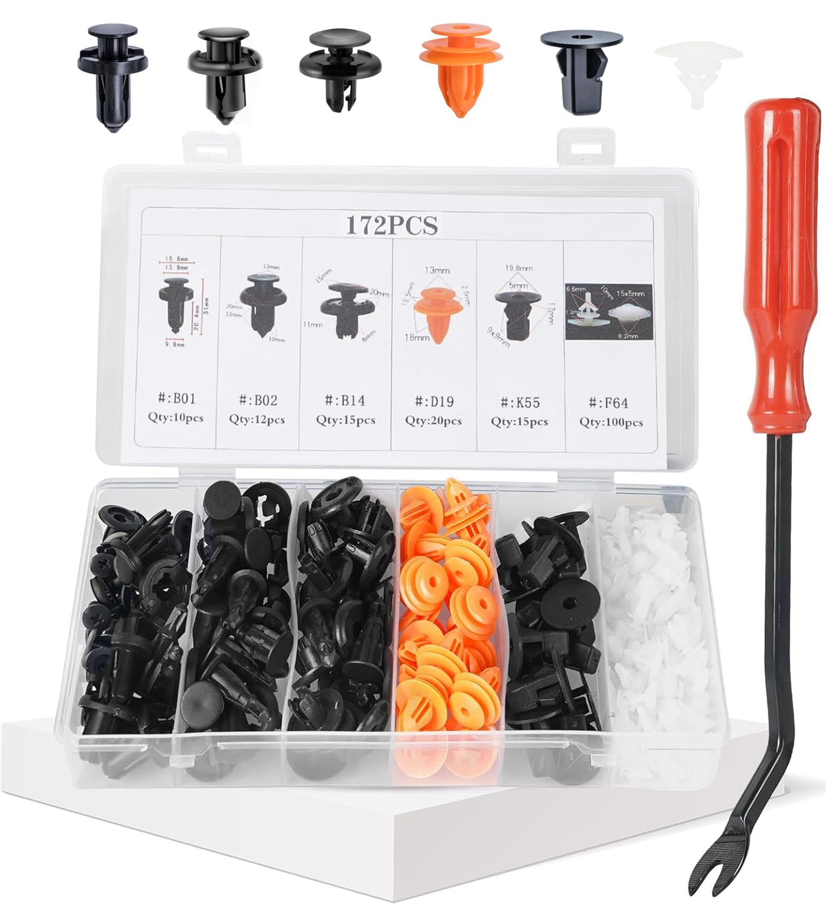 Otuayauto 172Pcs Nylon Fasteners Rivet Kit, Car Bumper Push Retainer Clips,And Replacement Parts Of Fenders, Applicable To Honda