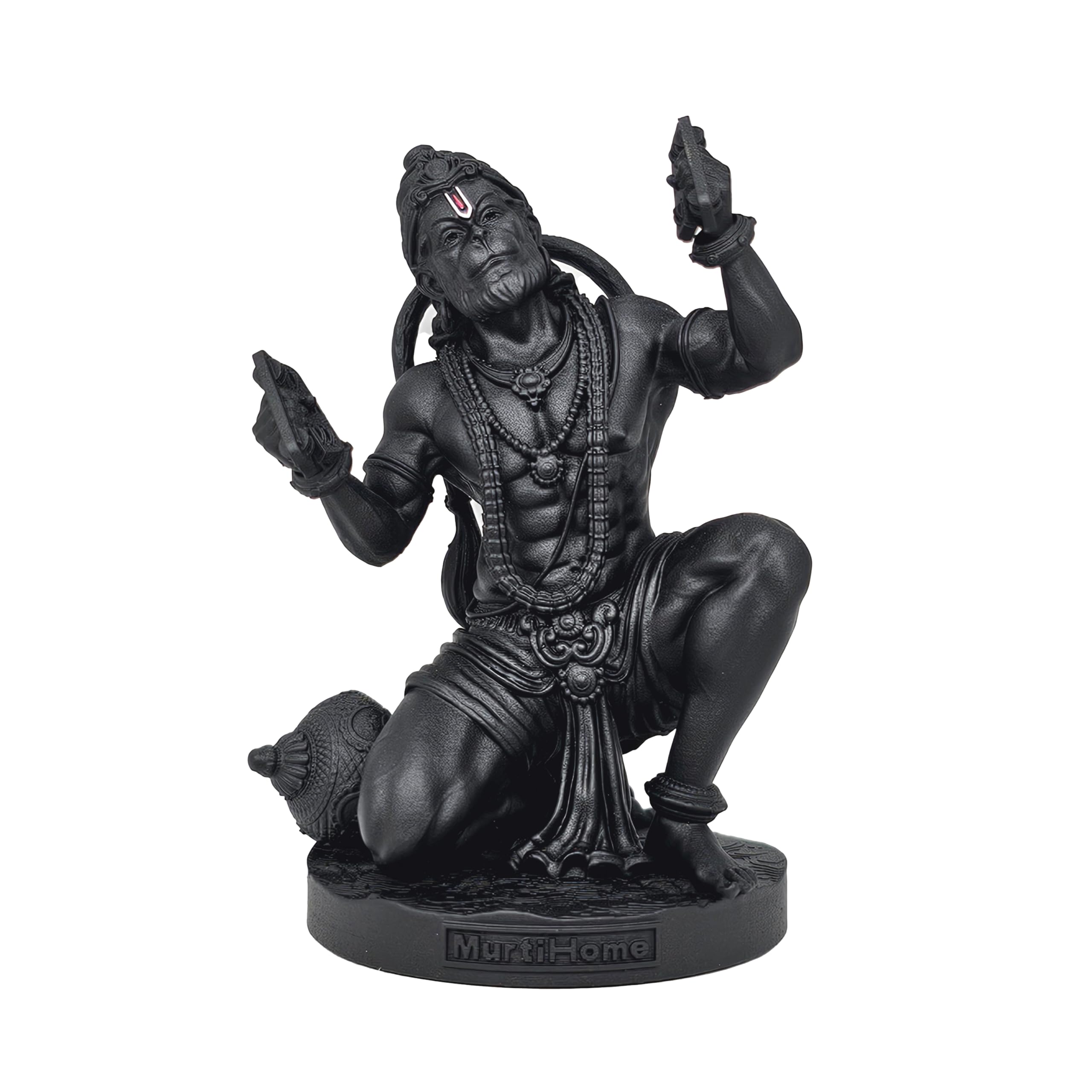 Murtihome Shri Ram Rasik Hanuman Murti, 8 Cm Height, Black, 3D Printed, Uv Resin, God Hanumanji Idol For Car Dashbaord