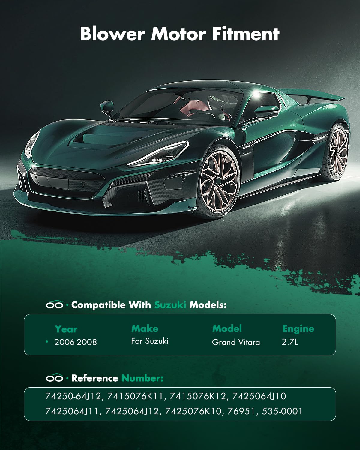 Scitoo Hvac Heater Blower Motor With Fan Cage 74250-64J12 For Suzuki For Grand Vitara V6 2.7L 2006 2007 2008