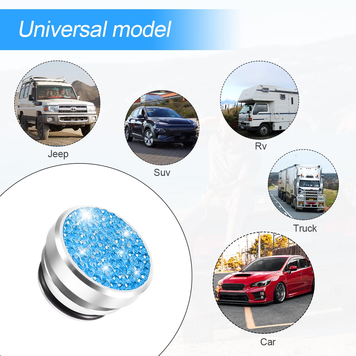 Bling Car Cigarette Lighter Plug Cover, Dustproof Cigarette Lighter Cover For Car Universal For Most Cars, Boat, Rv, Car Accessories For Men Women (Blue)