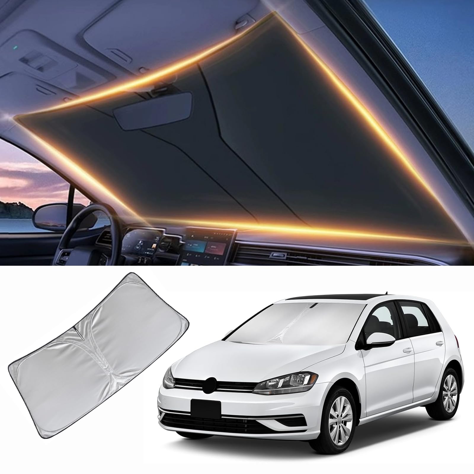 Windshield Sun Shade For Volkswagen Golf Front Window Shades Cover For 2015-2024 Golf Windshield Sun Visor Protector Car Accesso