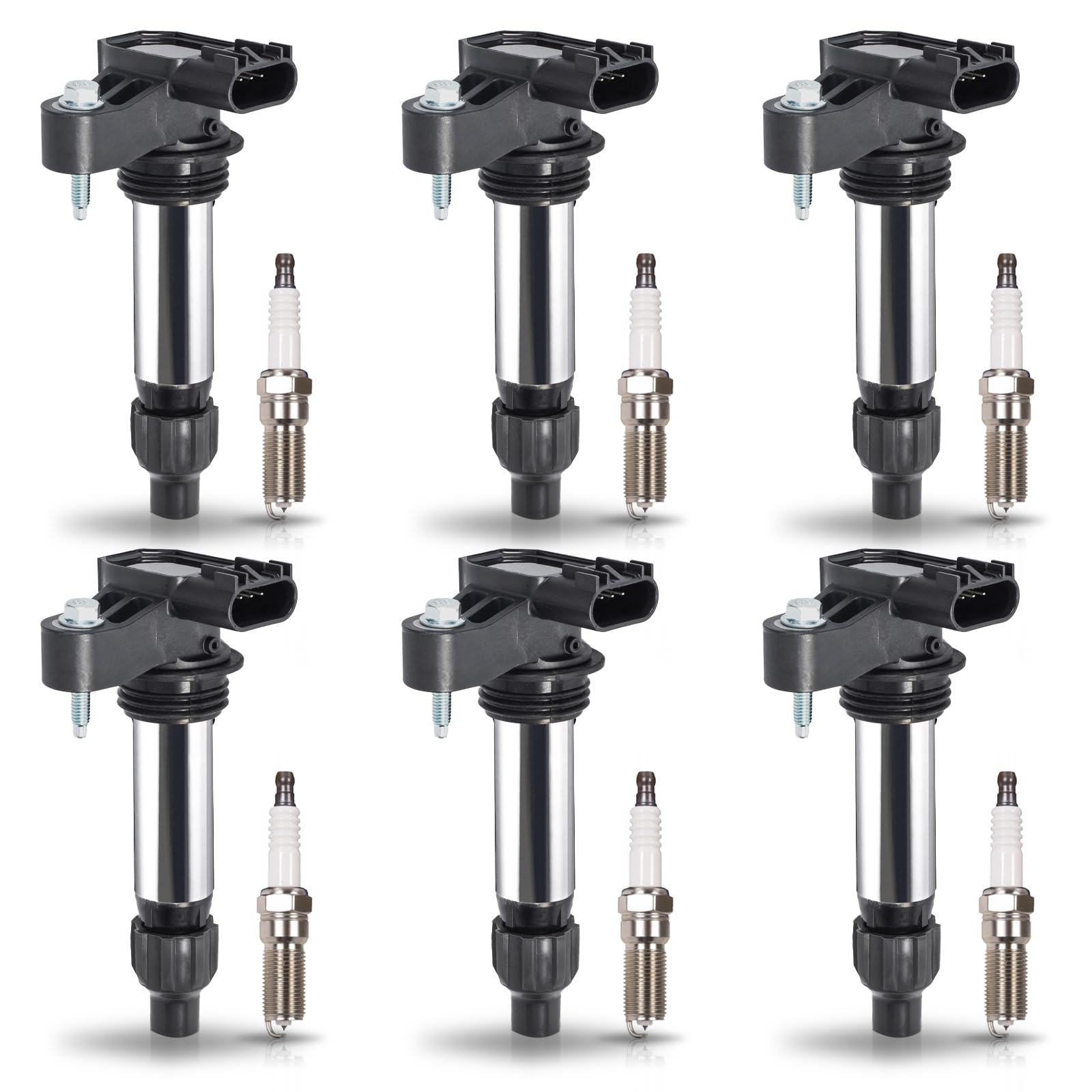 Ena Pack 6 Ignition Coil With 6 Iridium Spark Plug 3.6 V6 2010 2012 2013 2014 2015 2016 Compatible With Buick Chevy Cadillac Malibu Allure Enclave Ats Cts Srx Sts Camaro Impala Terrain For Uf569