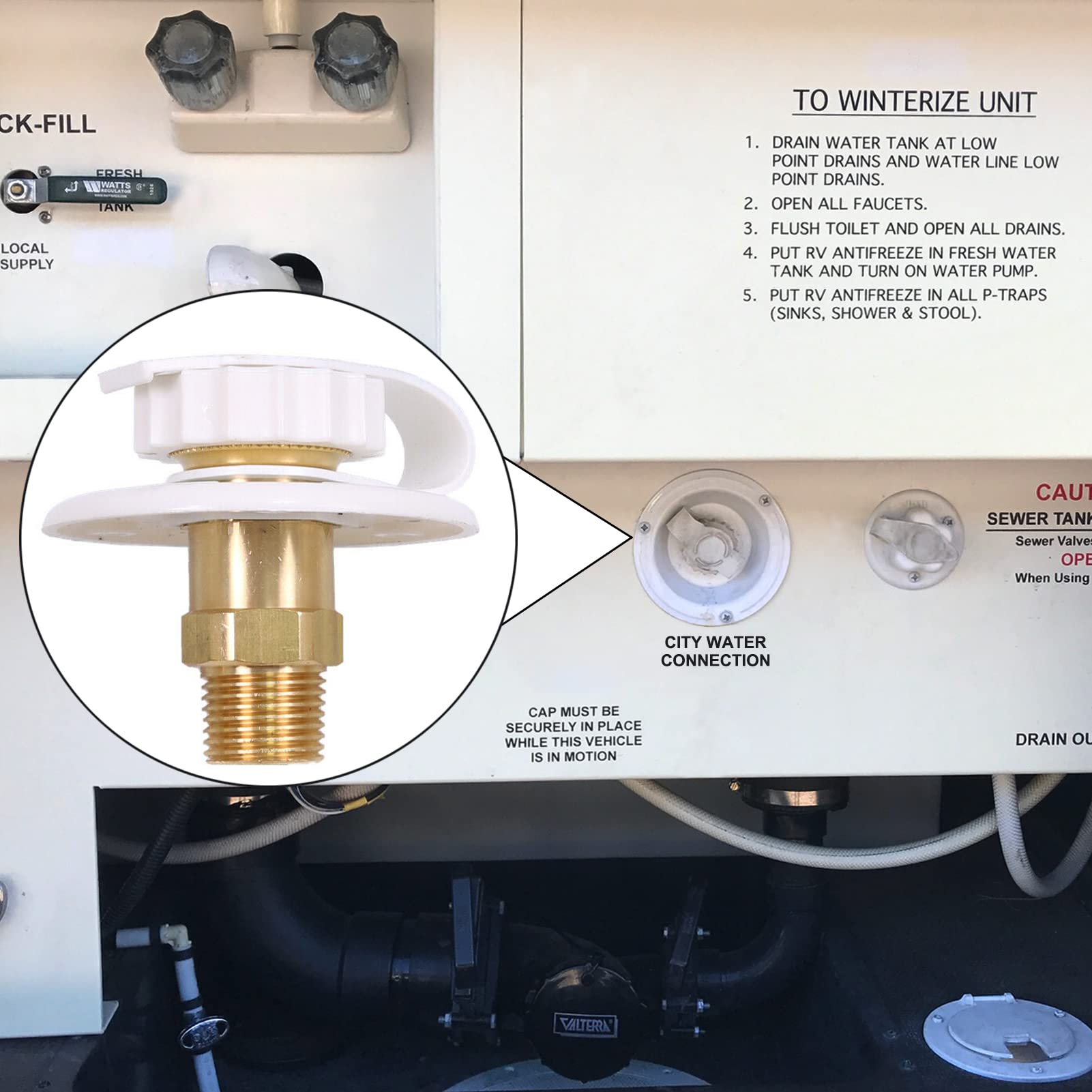 Rv Water Inlet Replacement,Rv City Water Inlet With Check Valve,City Water Fill Inlet Flange Brass Fresh City Water Inlet Connec