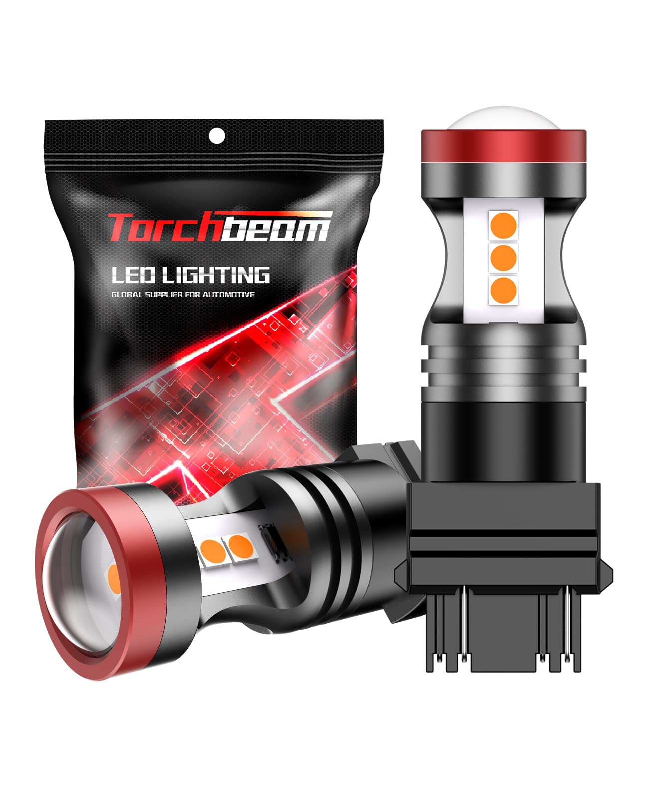 Torchbeam 3157 Led Bulbs, Amber Yellow Led Turn Signal Lights Bulbs, 400% Brighter 3156 3057 3457 4157 Led Bulb With Projector R