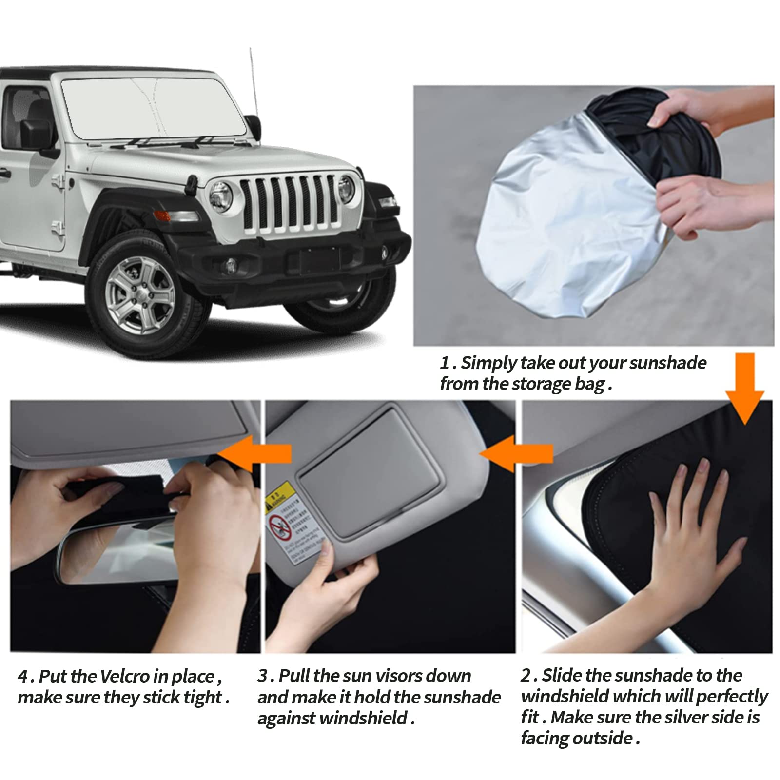 Moricere Upgrade Windshield Sun Shade For Jeep Wrangler Jl Jlu 2018-2023, Foldable Windshield Sun Visor Blocks Uv Rays