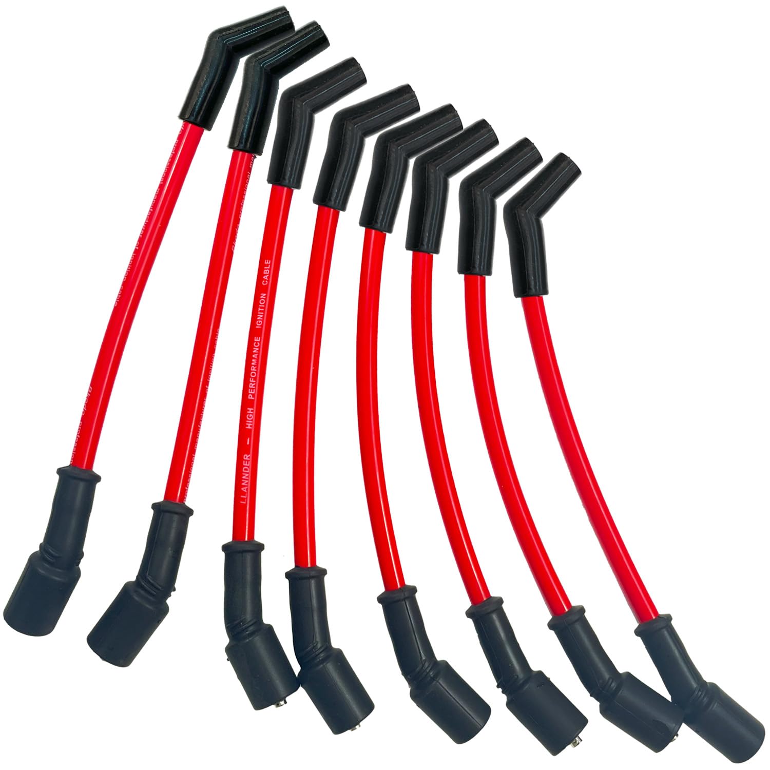 LLANNDER 8pcs 10mm High Performance Spark Plug Wire Set Compatible with Chevrolet Chevy LSx LS1 LS2 LS3 LS6 LS7 V8 LS Based Engi