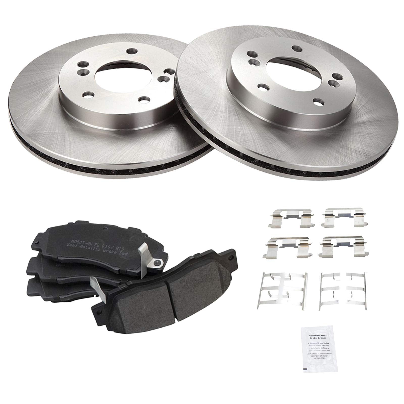 Trq Front Brake Pad & Rotor Kit Brake Pads Brake Rotor Semi-Metallic Compatible With 1997-2001 Acura Integra 1991-1995 Legend 19