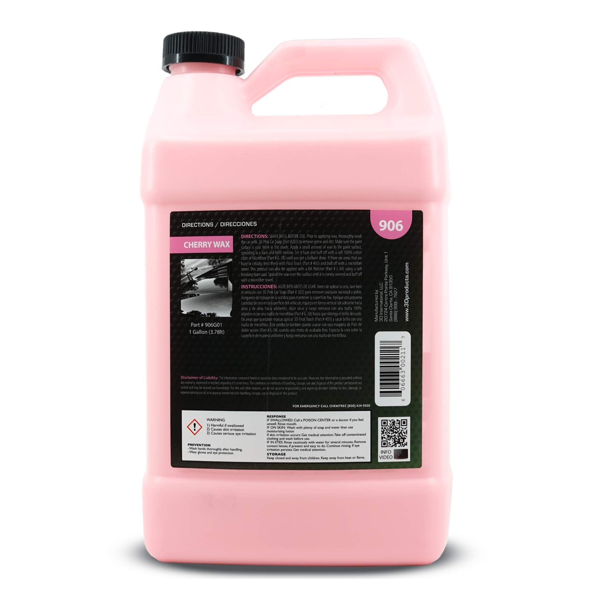 3D Cherry Wax - Liquid Carnauba Show Car Wax With Synthetic Polymers | Deep Gloss Finish | Easy Wipe-Off | Slick Shine | Fast Ap