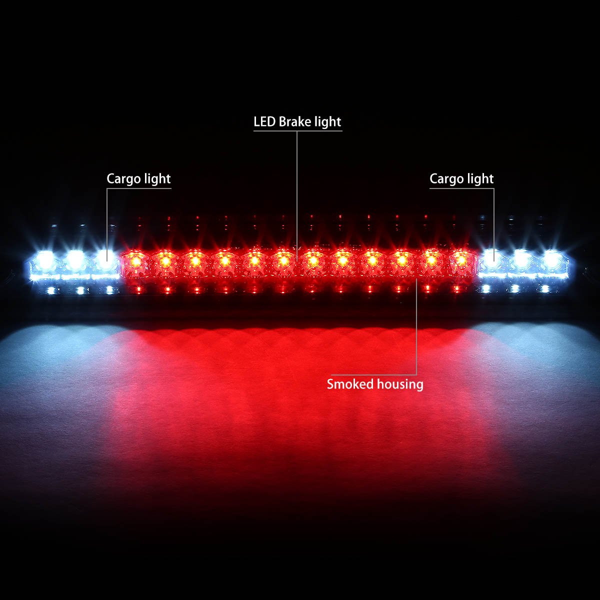 Dna Motoring 3Bl-C1088-Led-Sm Smoked Lens Led Third Tail Brake Light [Compatible With 88-00 C1500 C2500 C3500 / K1500 K2500 K350