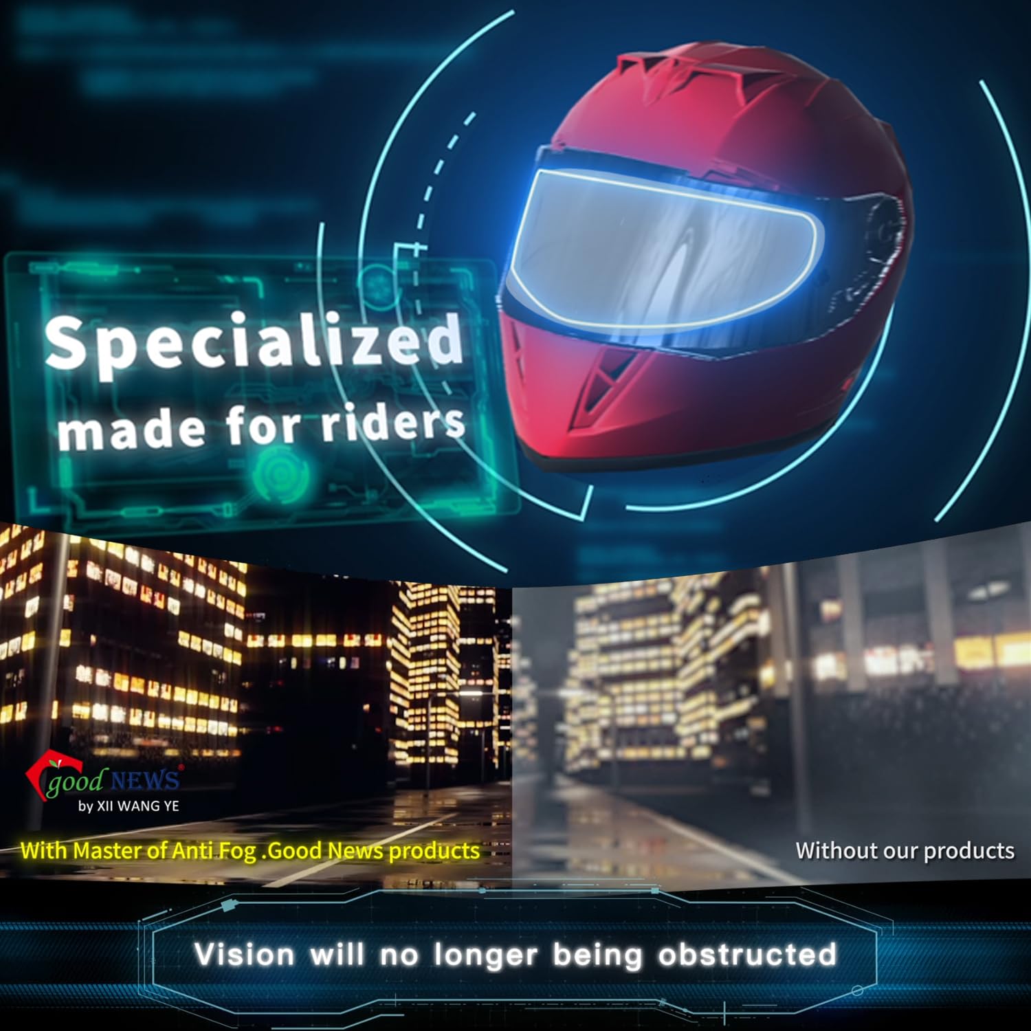 Xii Wy Universal Motorcycle Full Face Helmet Shield Anti Fog Film,Clear Ultra Thin Visor Lens Insert Fog Resistant Waterproof St