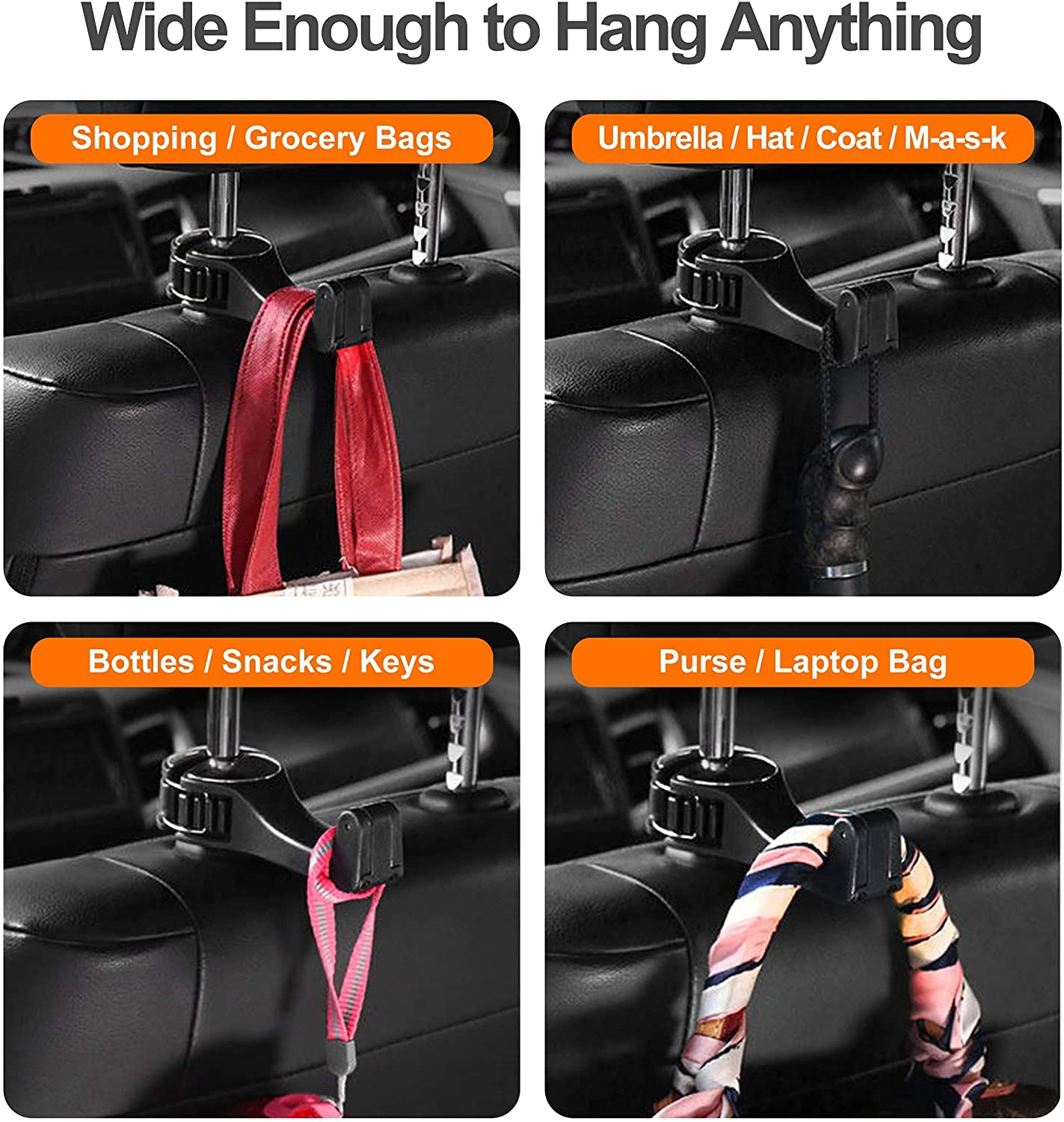 2 In 1 Car Seat Hooks For Purses And Bags With Phone Holder,Automative Headrest Purse Handbag Holder Hangers Organizers,Falling