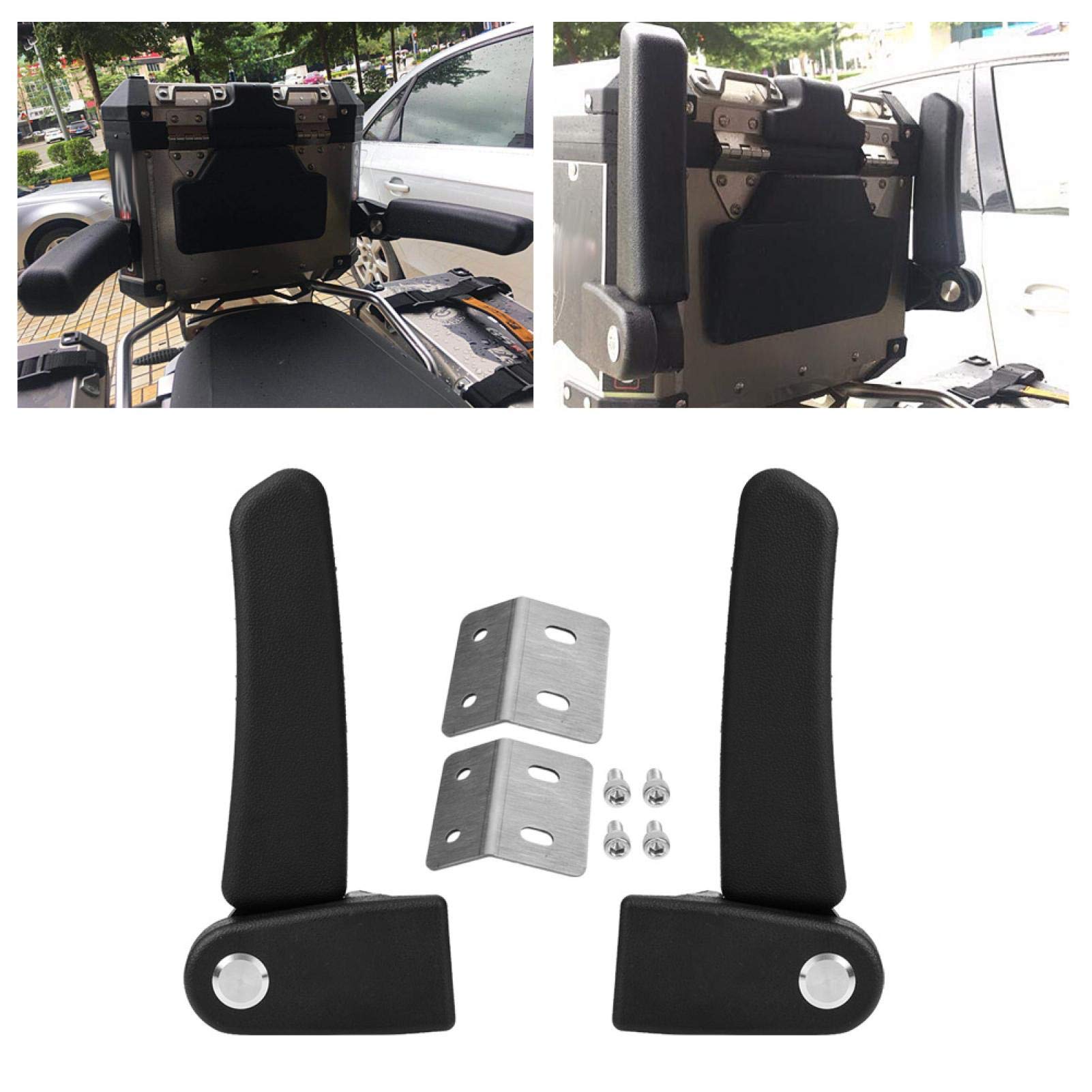 Abs Plastic Motorcycle Passenger Rear Seat Armrest 2Pcs Motorcycle Passenger Rear Folding Top Case Box Rear Seat Armrest Kit Black