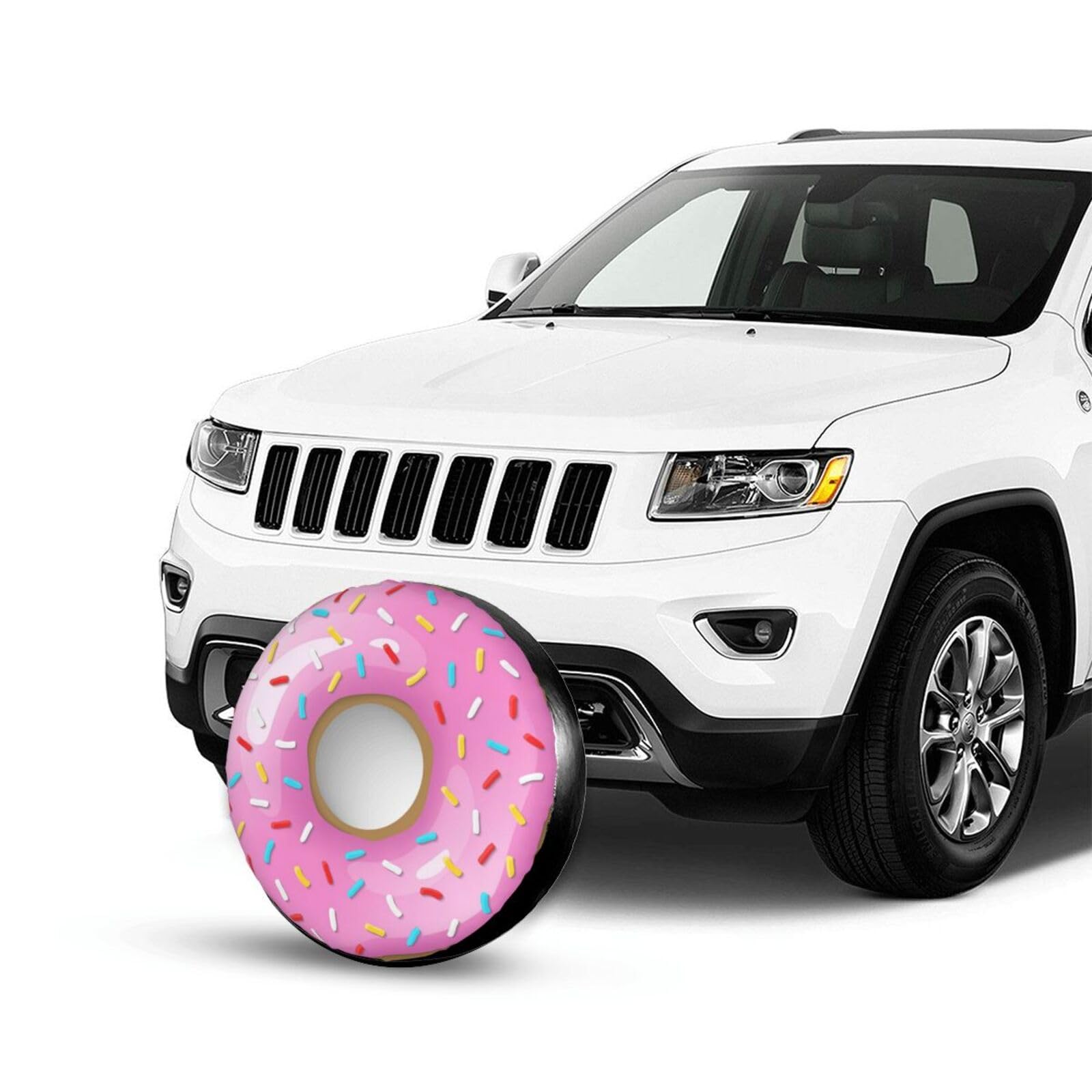 Funny Pink Donut Spare Tire Cover Doughnut Tire Wheel Covers Weatherproof Waterproof Wheel Tire Protector Dust-Proof Tyre Covers