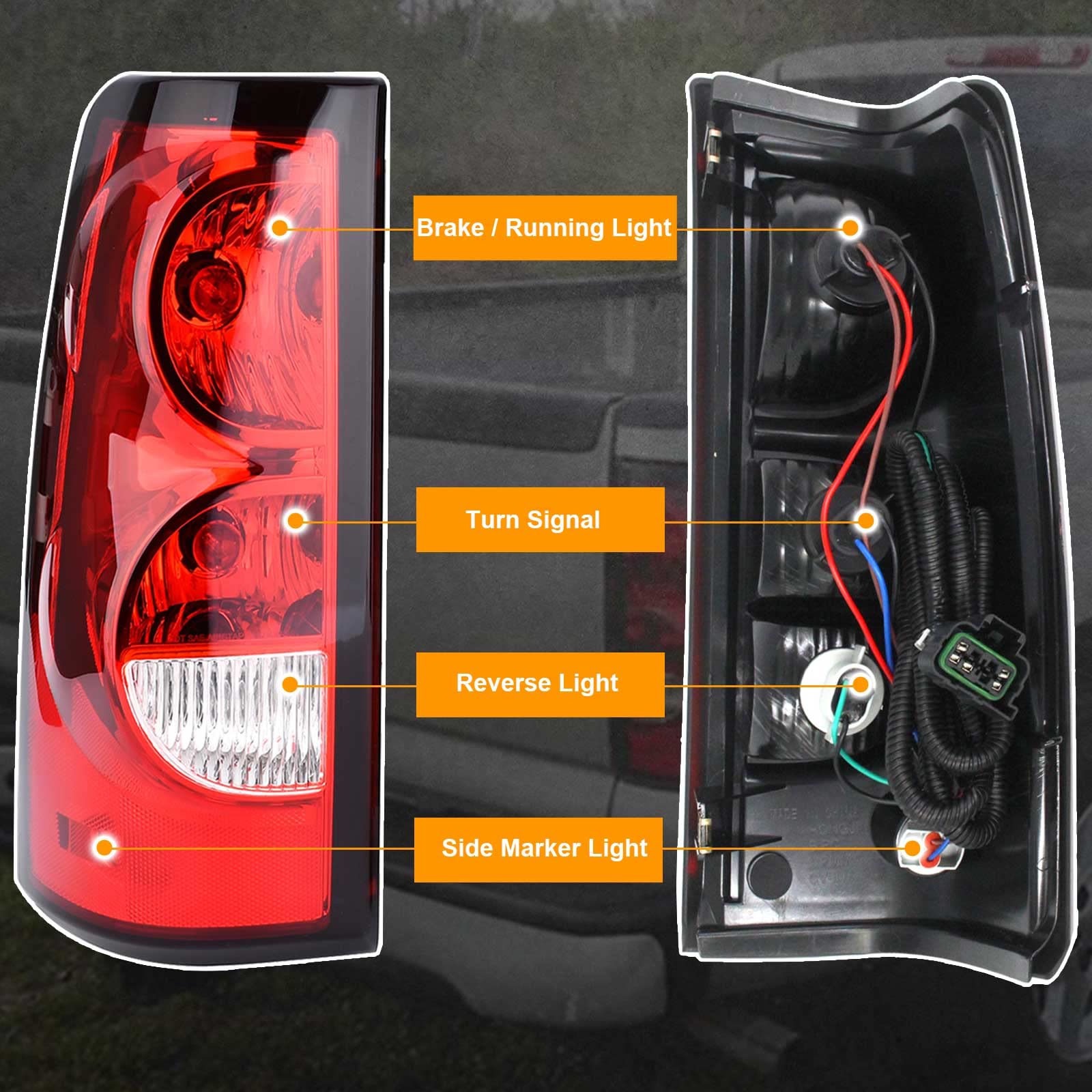 Nakuuly Tail Lights Rear Lamp Compatible With 2003-2006 Chevy Silverado 1500 2500 3500 1500HD 2500HD 2007 Classic Driver and pas