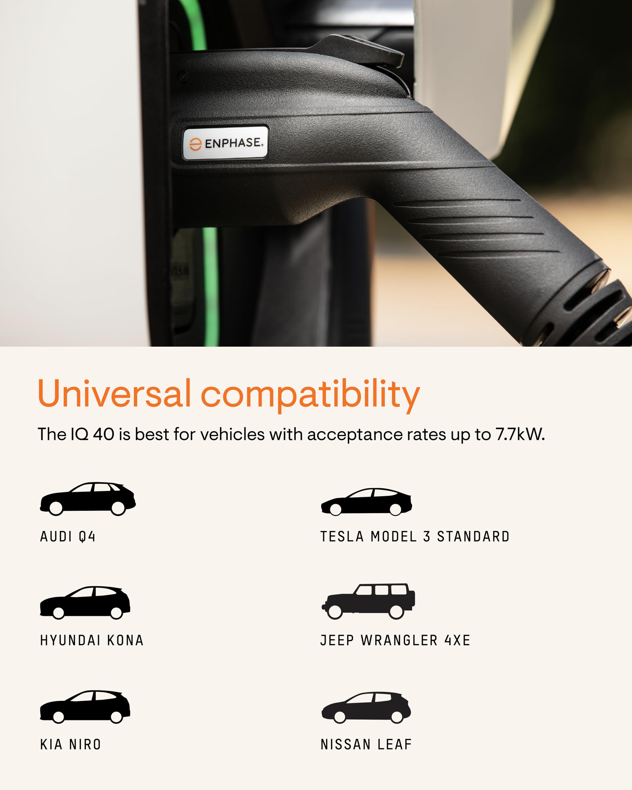 40 Amp Smart Level 2 EV Charger - Enphase IQ 50 (Formerly ClipperCreek), Hardwired, Electric Car Charger with J1772 Connector, 5