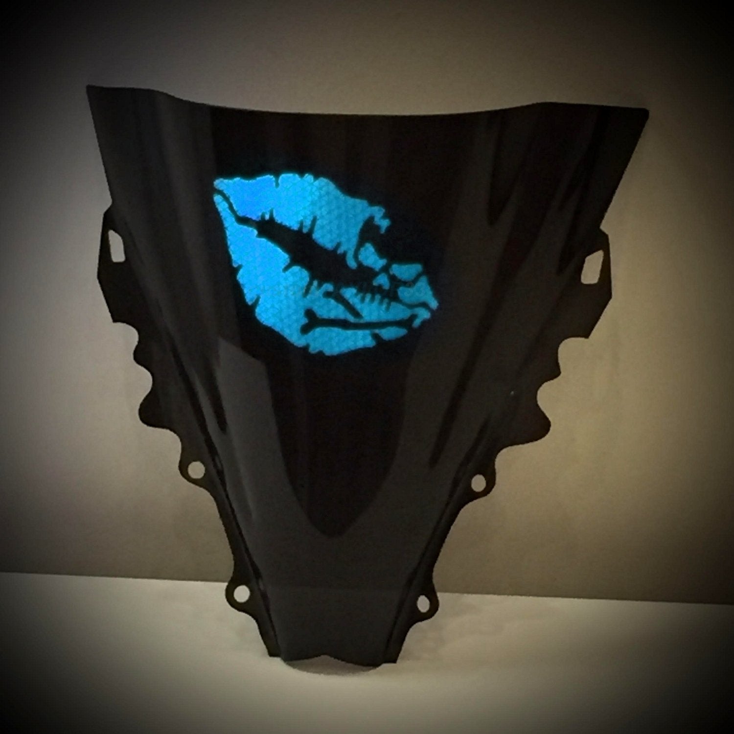 Customtaylor33 High Intensity Reflective Vinyl Death Kiss Skull Crossbones Lips Decal Bumper Sticker - Cars, Motorcycles, Helmets, Wind Screens, Laptops, Cellphones, (Se Baby Blue, 12 Inch Wide)