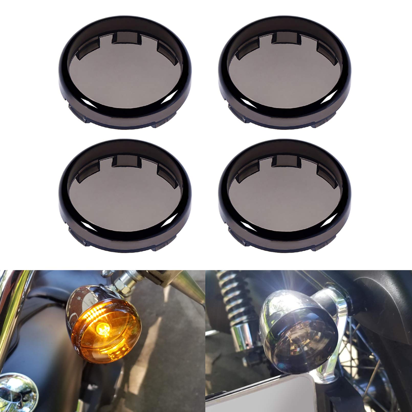 Benlari Smoke 2'' Turn Signal Lens Bullet Turn Signal Light Lenses Covers Compatible For Harley Touring Softail Dyna Sportster S