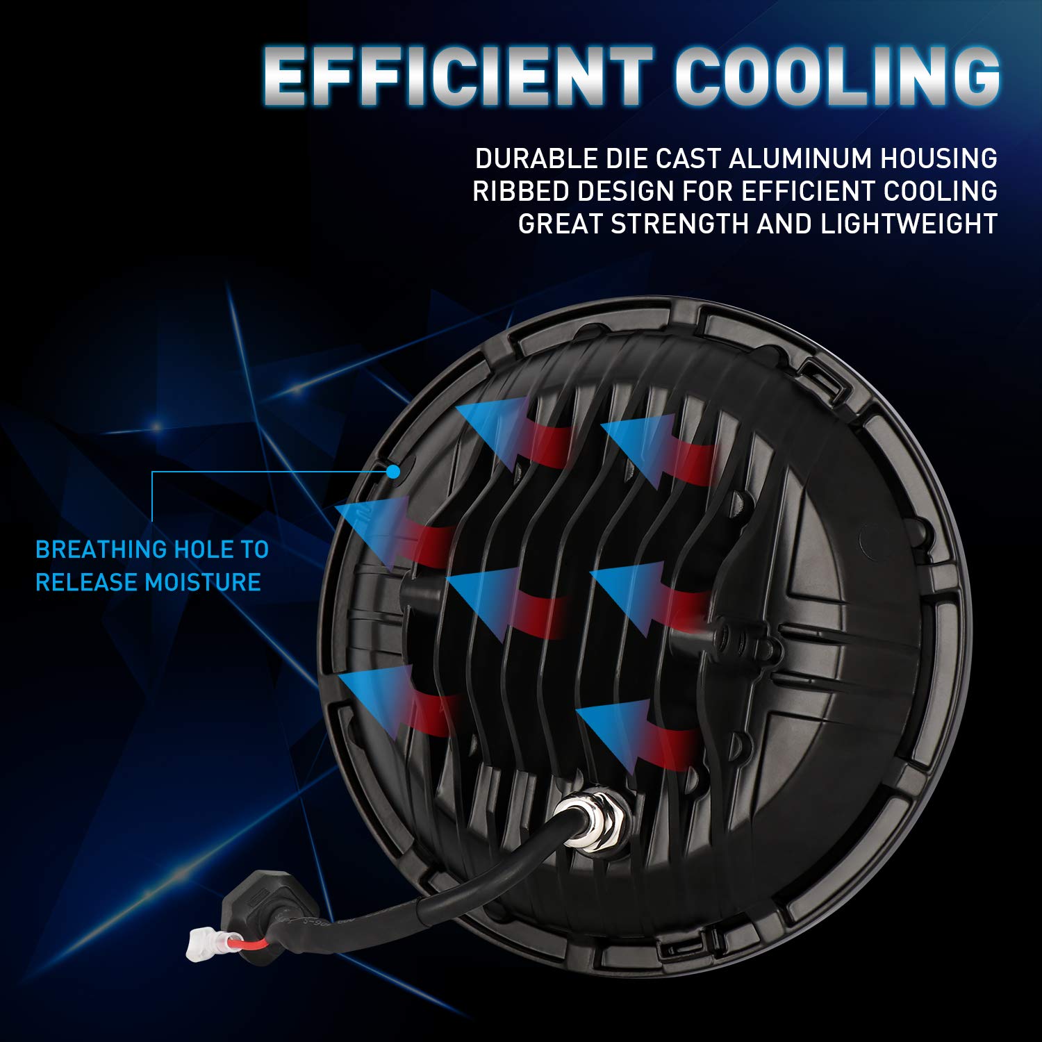 Aaiwa Led Headlight For Wrangler, 7 Inch Round Headlights 105W Compatible With Jeep Wrangler Jk Tj Lj Cj 1997-2020 Motorcycle Br