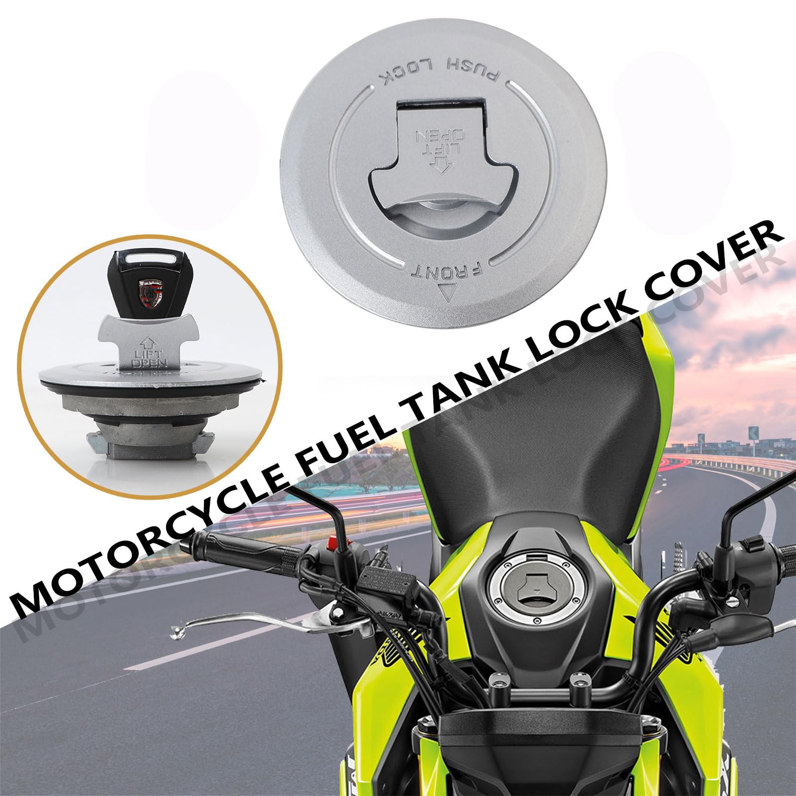 Minho Motorcycle Gas Cap with Lock Made of Aluminum Alloy Material Compatible with Honda Grom Msx125 SF,0pening Method: Filp-ope