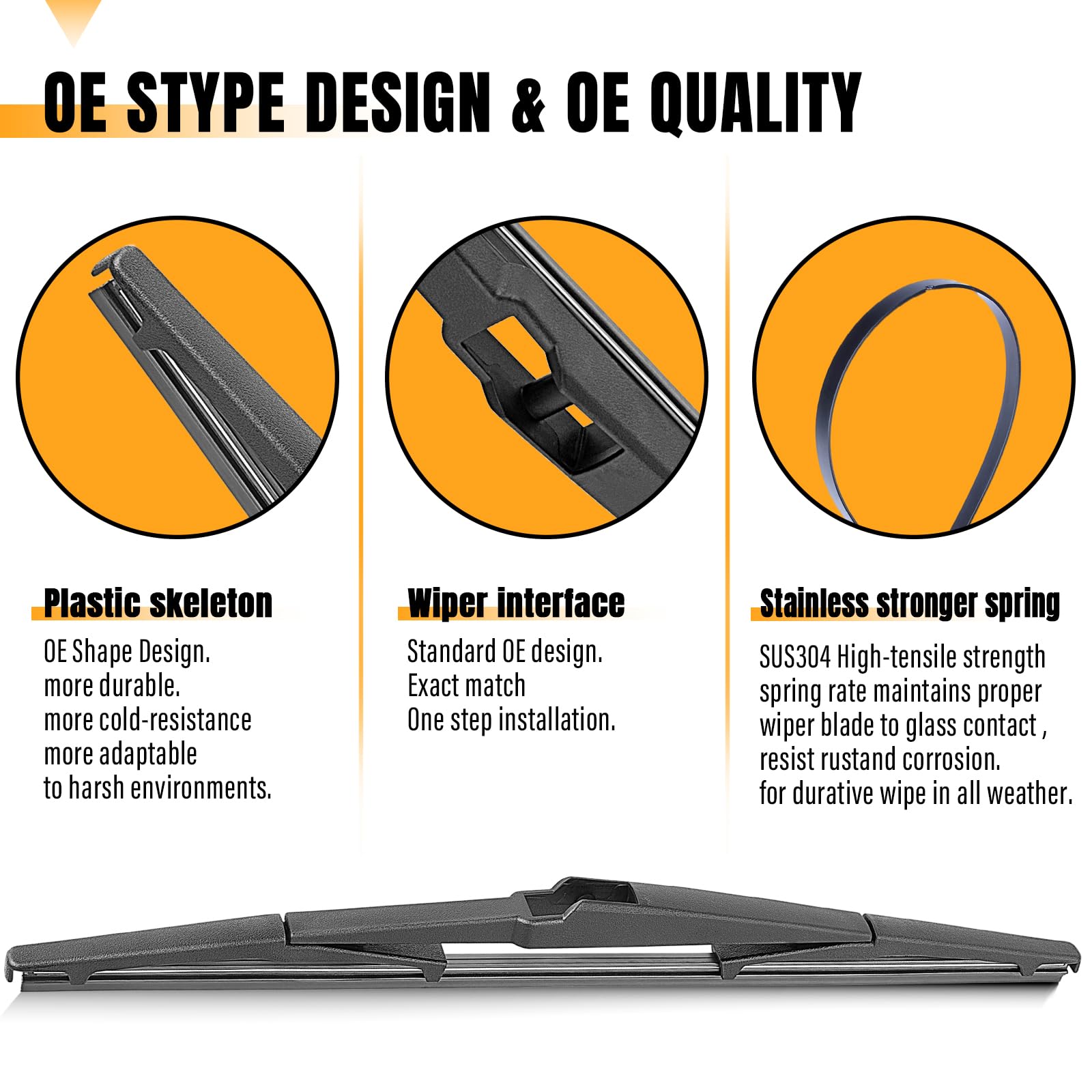 AUTOBOO 16 inch Rear Wiper Blade Replacement for Toyota Prius 2019-2004, Sienna 2011-2019 | Lexus GX460, GX470, RX450h - Origina