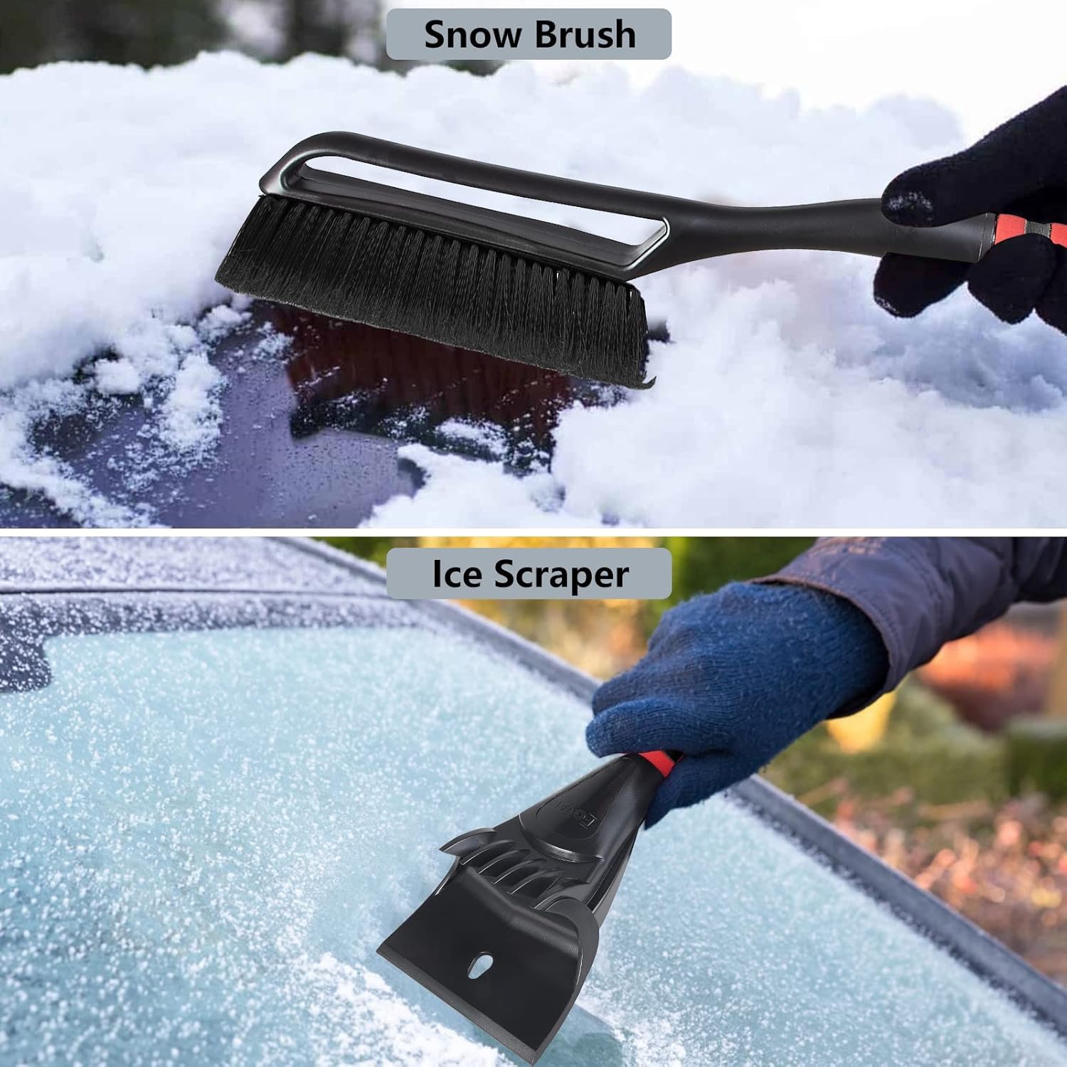 Foval 27 '' Ice Scraper Snow Brush (3 Pack), Wider Snow Scraper(4.73 '' Width) Snow Removal Car Brush With Comfortable Foam Grip