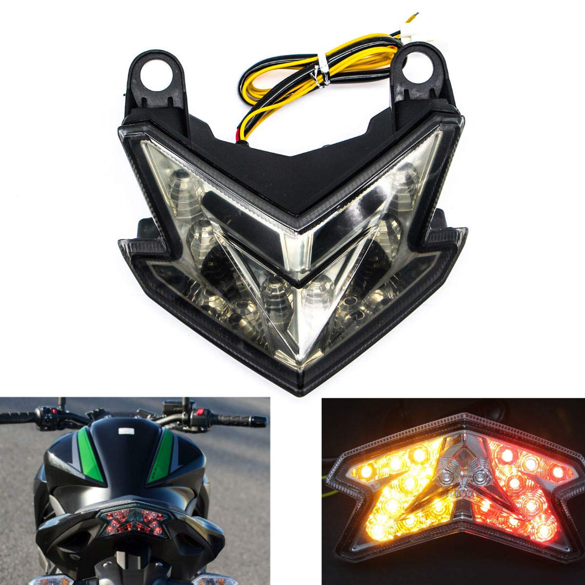 Mzs Motorcycle Tail Light, Led Turn Signal Blinker Integrated Smoke Compatible With Zx6R Zx-6R 2013-2018 | Z125 Pro 2017-2024 | Z800 2013-2017