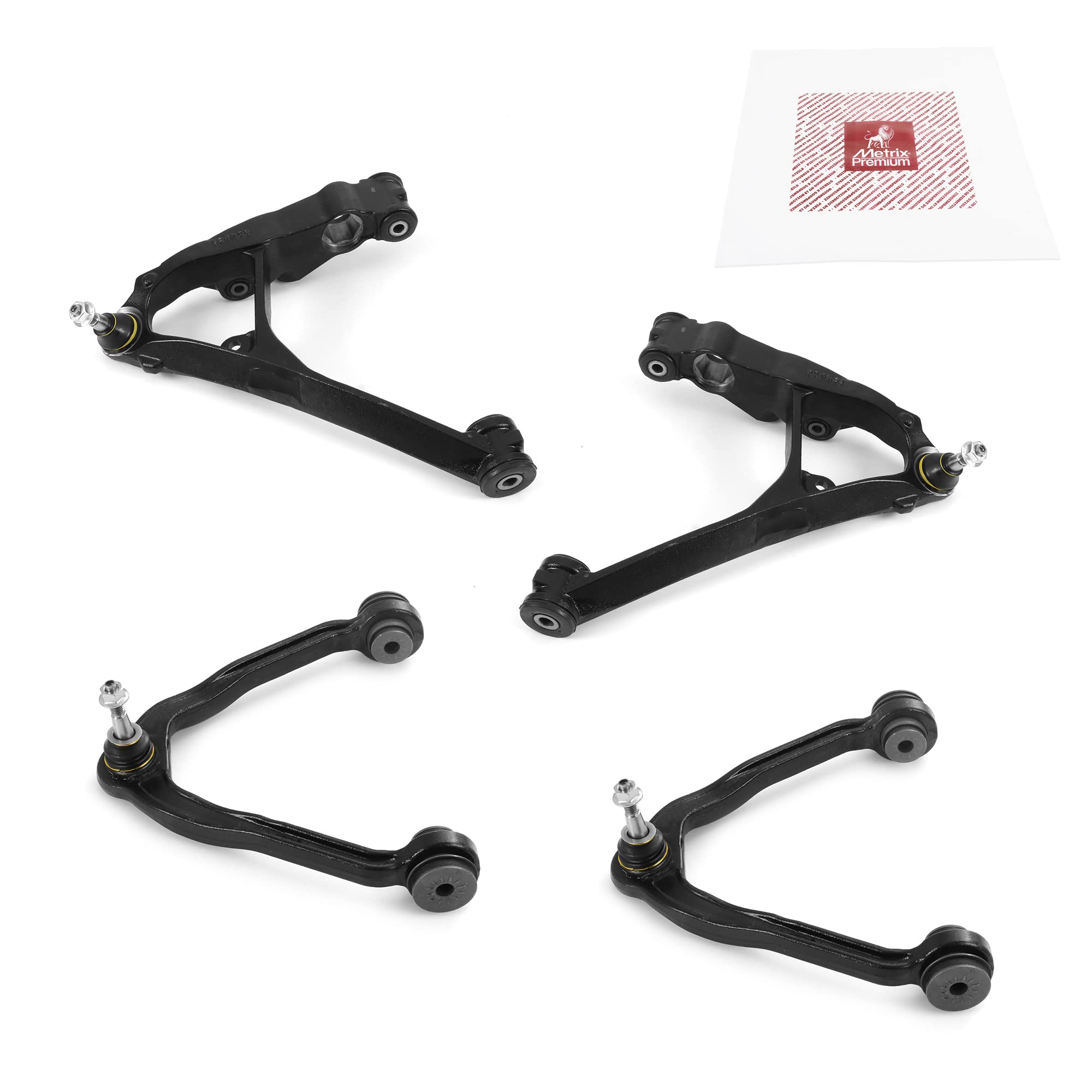 Metrix Premium Chassis Parts - 4 Pc Front Lower & Front Upper Control Arm Kit Fits 02-06 Cadillac Escalade, 02-06 Chevrolet Aval