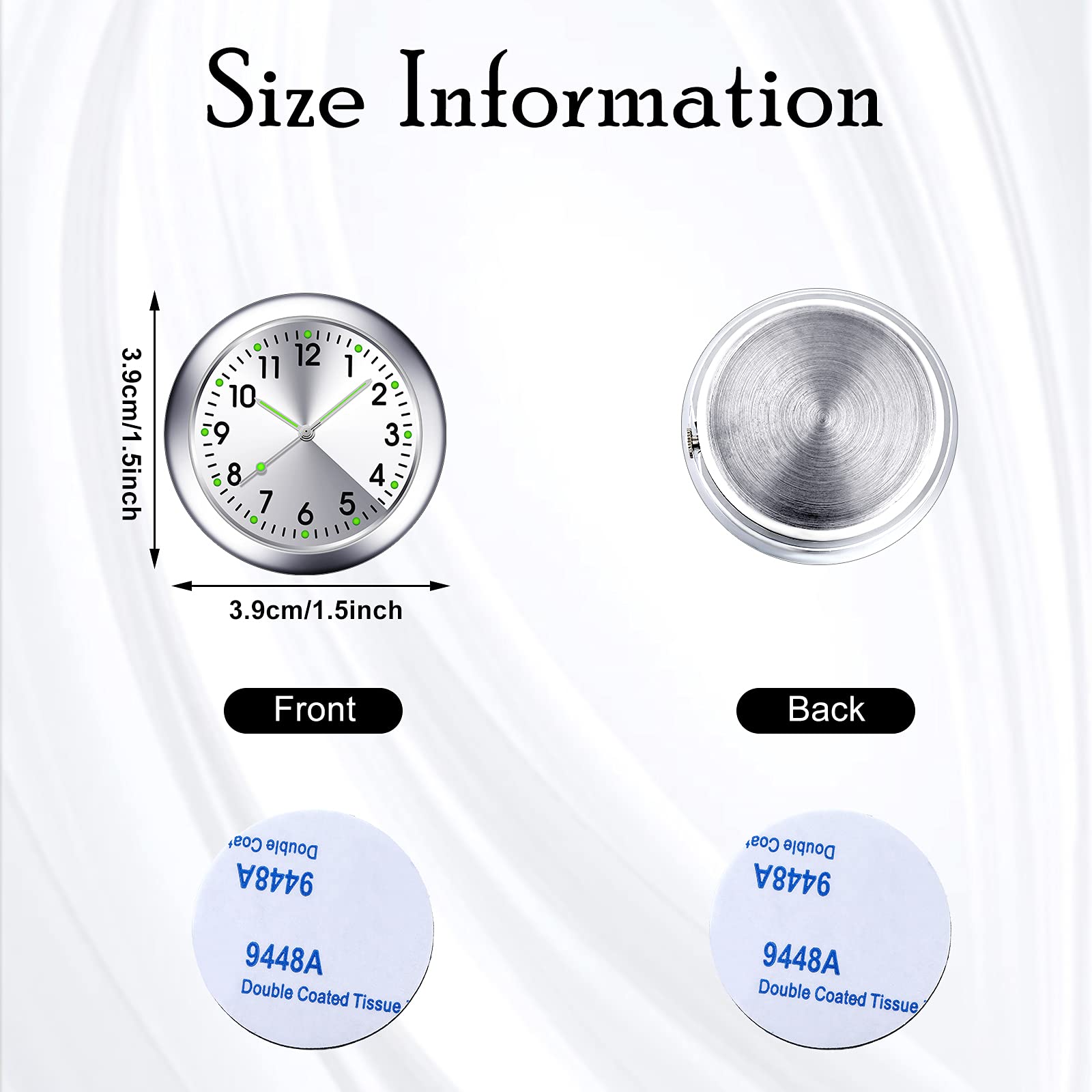 2 Pieces Stick on Dashboard Car Clock Mini Tiny Small Luminous Car Vent Clocks Watch for Dashboard Boat Bike Home (Black, White)