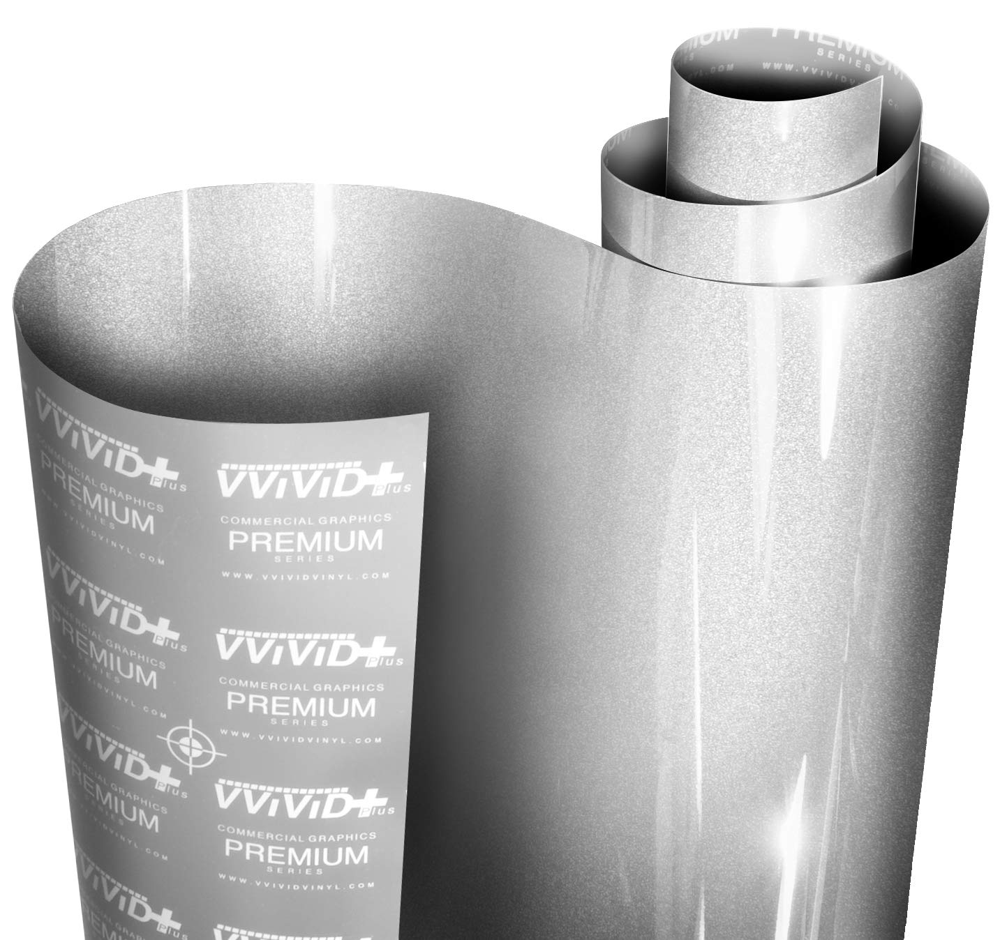 VViViD+ Ultra Gloss Silver Metallic Vinyl Car Wrap Premium Paint Replacement Film Roll with Nano Air Release Technology, Stretch