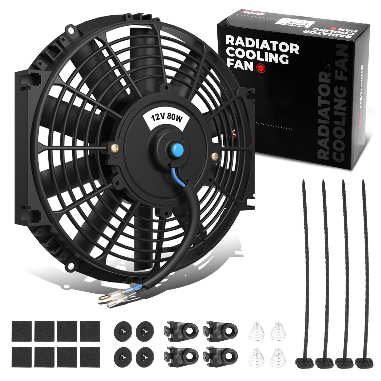 Dna Motoring 12 Inch High Performace Electric Cooling Slim Radiator Fan With Mount Kit, Black, Raf-12+Fmk
