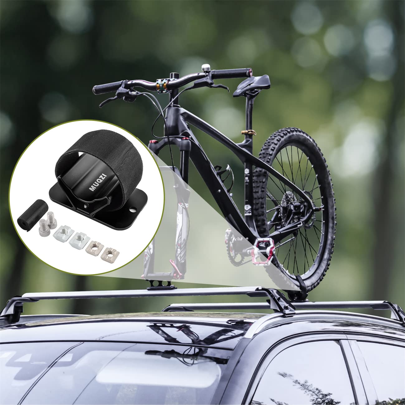 Muqzi Bike Rear Wheel Rack Mount, Aluminum Alloy Bicycle Rear Wheel Fixed Holder Car Carrier Rack Installation Mount, Black