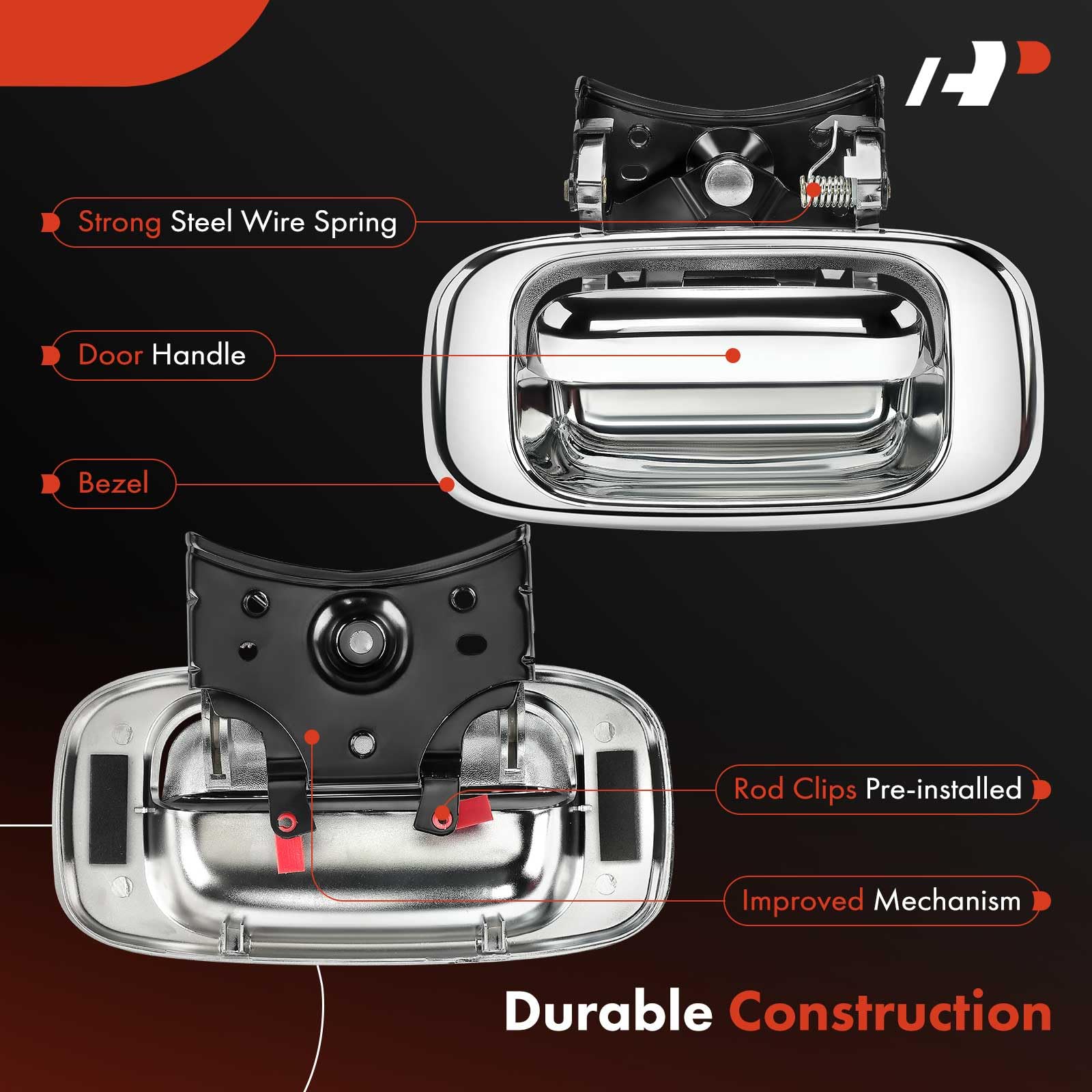 A-Premium - Tailgate Handle & Bezel Assembly - Compatible with 1999-2007 Chevy Silverado GMC Sierra 1500 2500 3500 - Chrome Fini