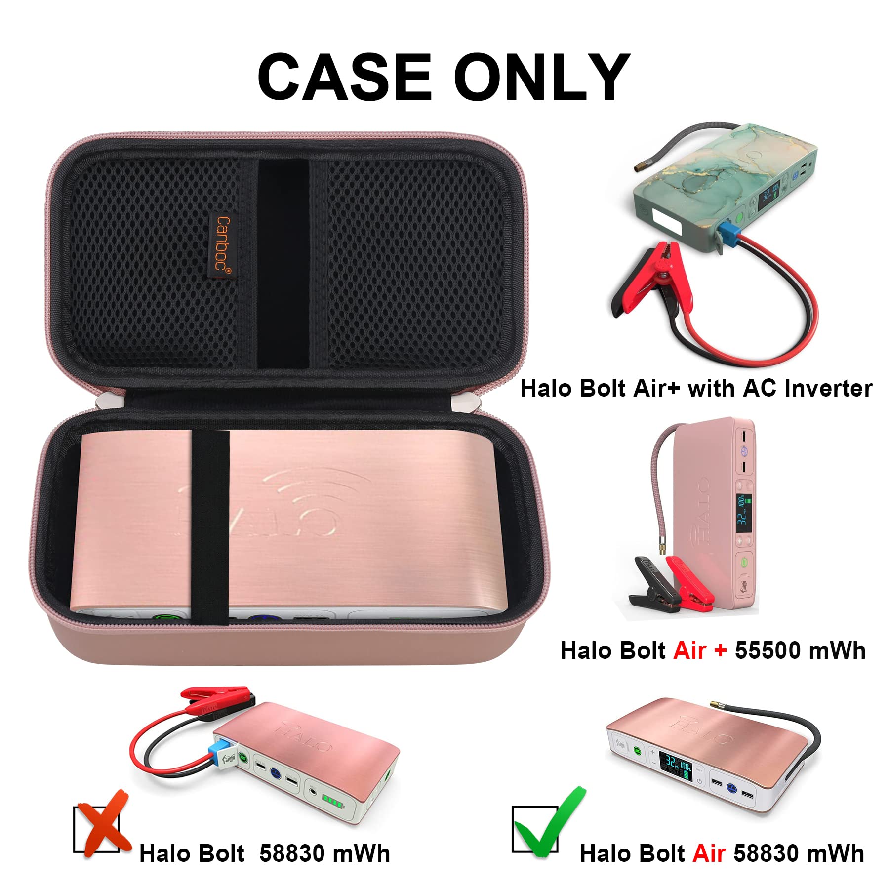 Canboc Hard Carrying Case For Halo Bolt Air 58830 Mwh/Halo Bolt Air+ 55500 Portable Emergency Power, Car Jump Starter Charger Po