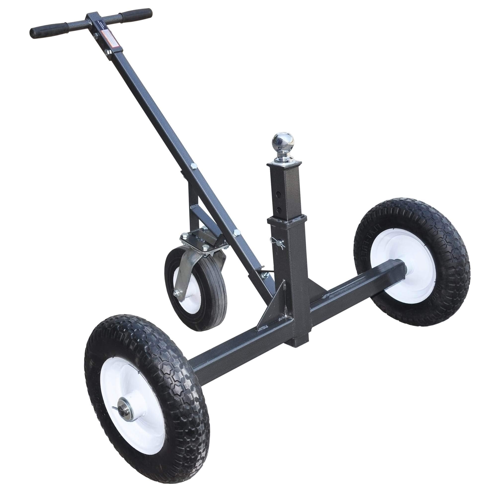 Tow Tuff Adjustable Heavy Duty Durable Steel Trailer Dolly with 10 Inch Swivel Caster, 1000 Pound Weight Capacity, and 16 Inch F