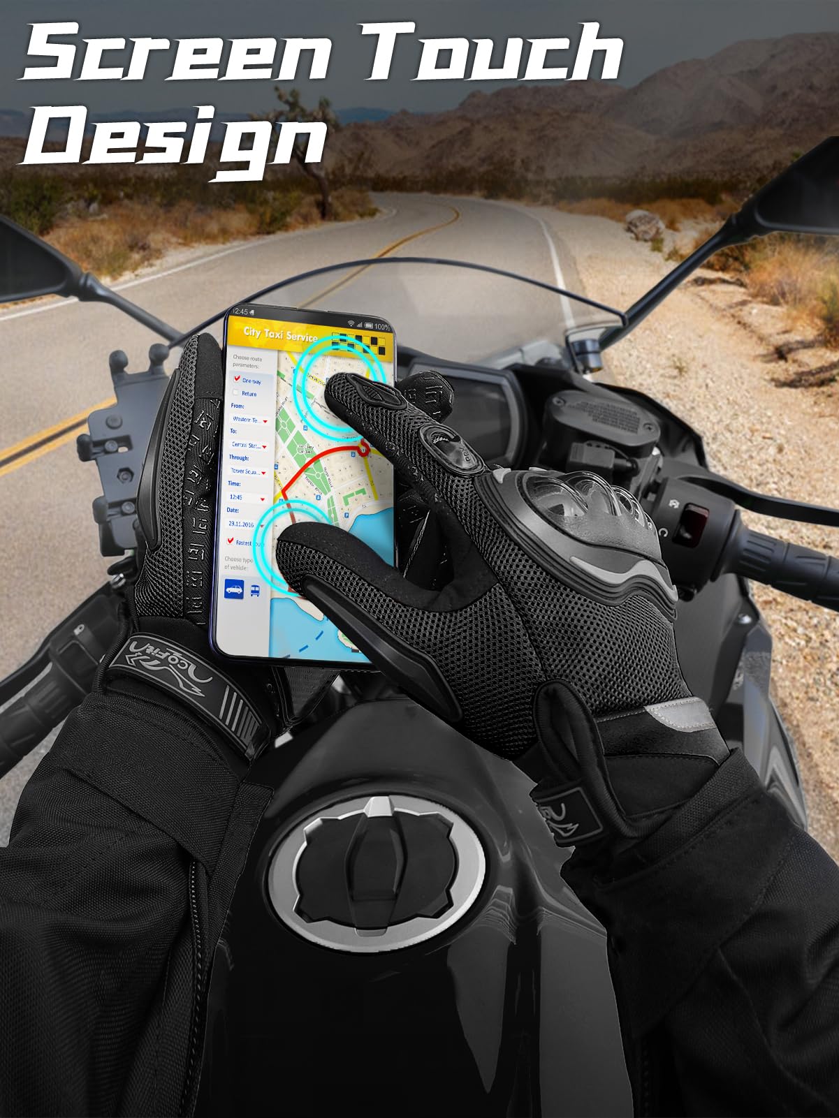 Cofit Breathable Mesh Motorcycle Gloves, Touchscreen Protective Motorbike Gloves For Men And Women Bmx Atv Mtb Riding, Road Raci