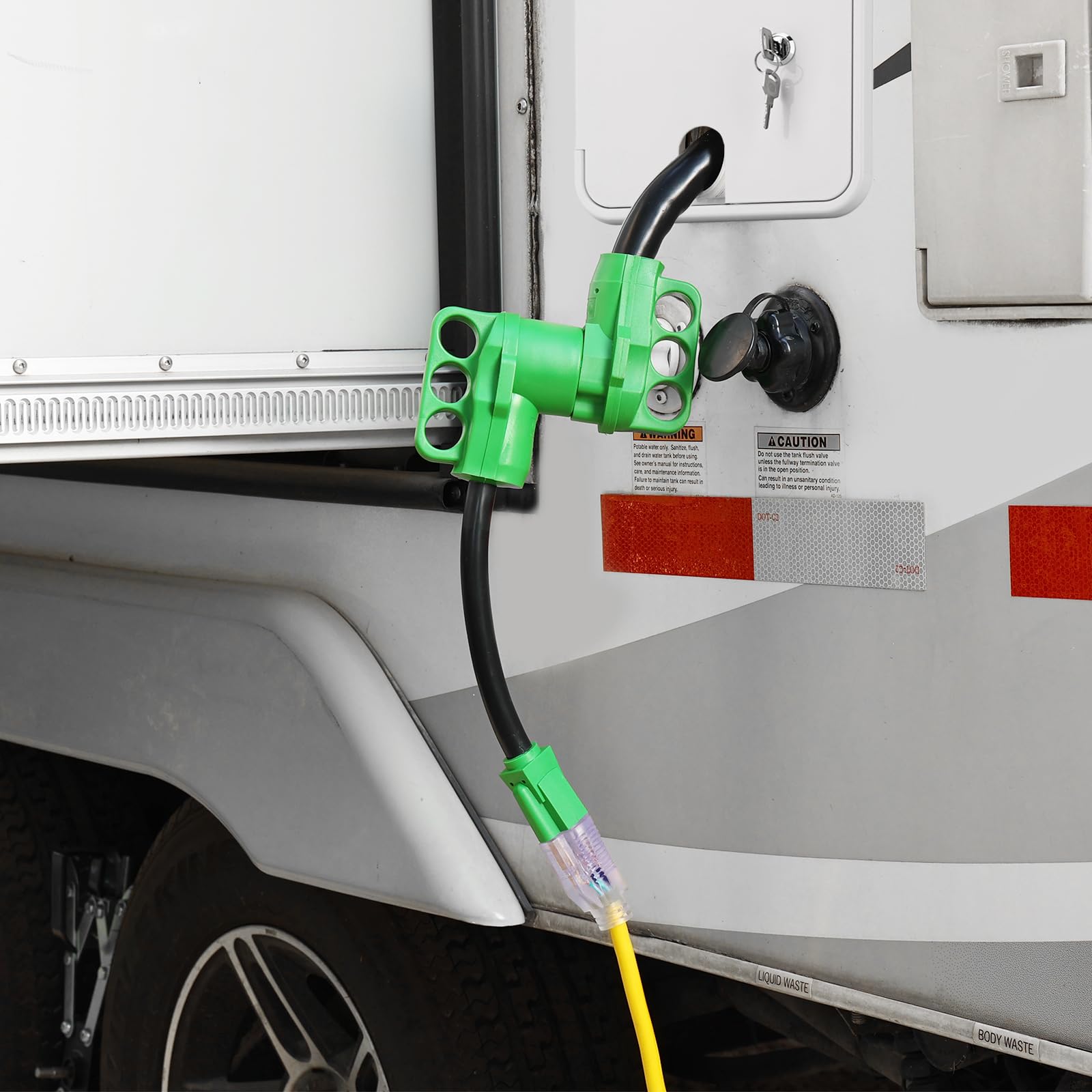 Rvguard 50 Amp To 110 Volt Rv Adapter Cord 12 Inch, Nema 5-15P To Nema 14-50R Electrical Power Adapter With Led Power Indicator,