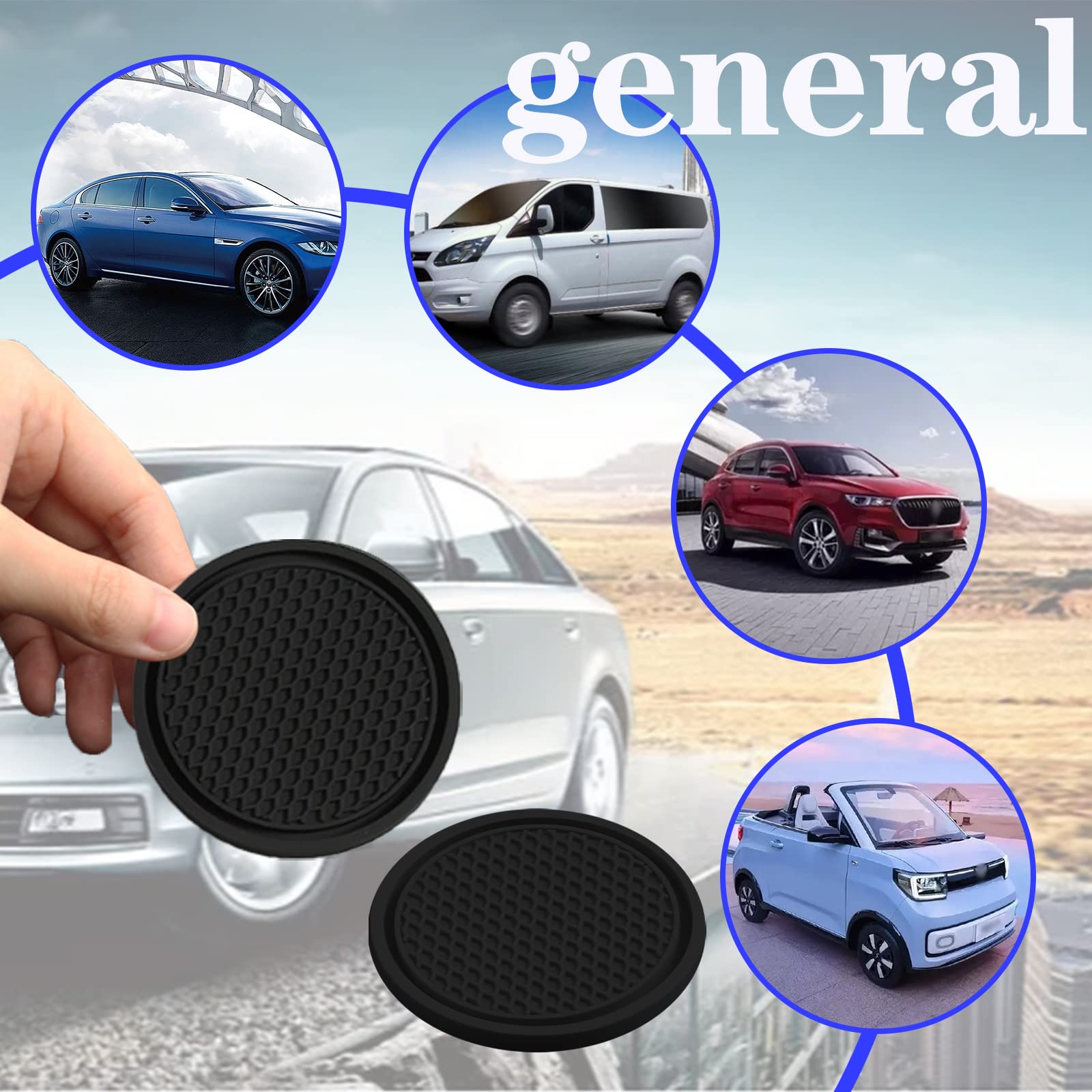 Sodcay 4-Piece Car Cup Holder Inserts, 2.75In Pvc Anti-Slip, Honeycomb Waterproof Fixed Tea Coasters, Universal For Vehicle Inte