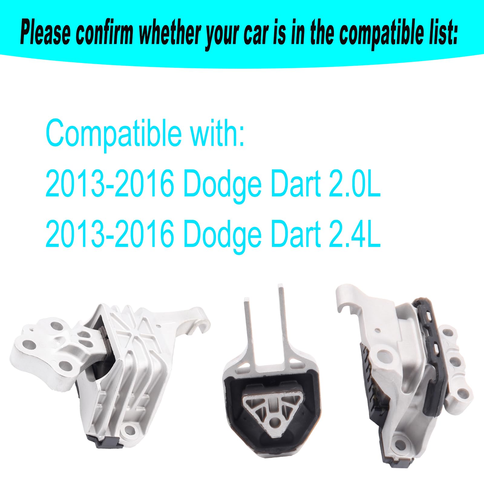 sherxibo Engine Motor Mount & Trans Mount Set for 2013-2016 Dodge Dart 2.0L 2.4L Replacement 3364 3338 3385 A