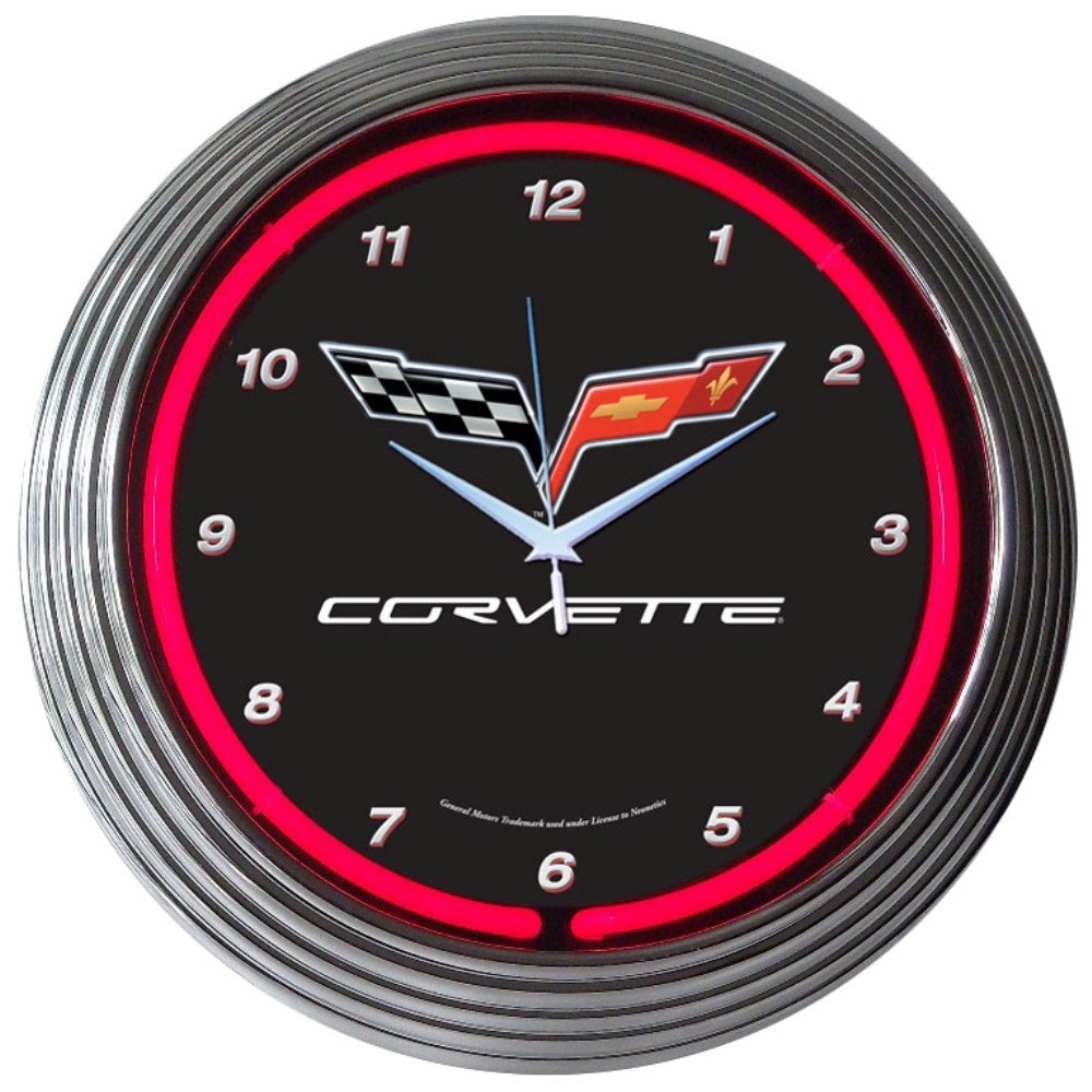 Neonetics Cars And Motorcycles Corvette C6 Neon Wall Clock, 15-Inch