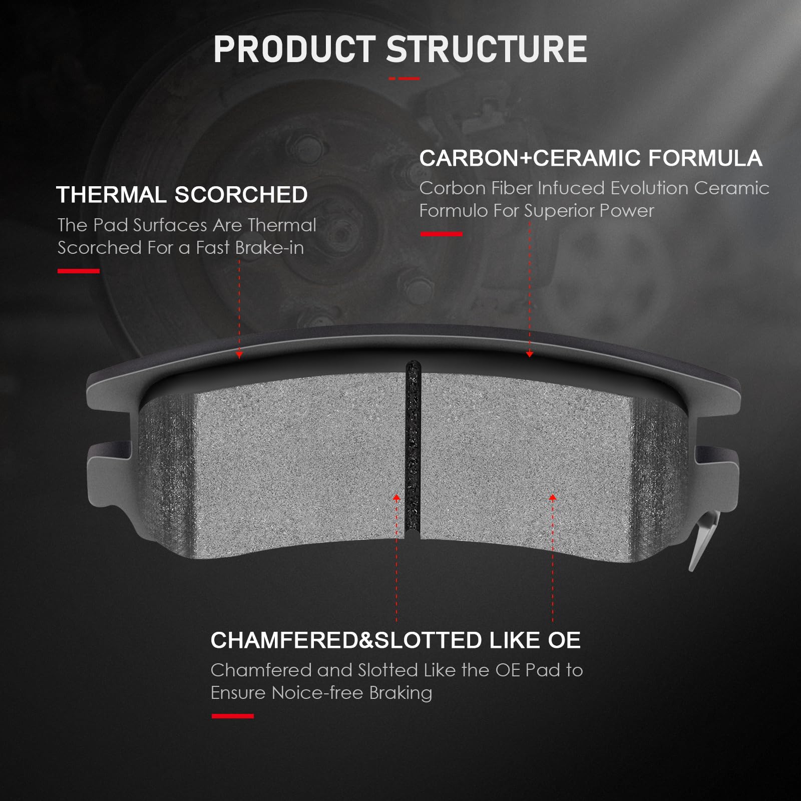 Cciyu D698 Rear Ceramic Brake Pads Kits 4Pcs Fit For Buick Allure,Century,Lacrosse,Regal,Rendezvous,For Chevy Impala,Venture,For