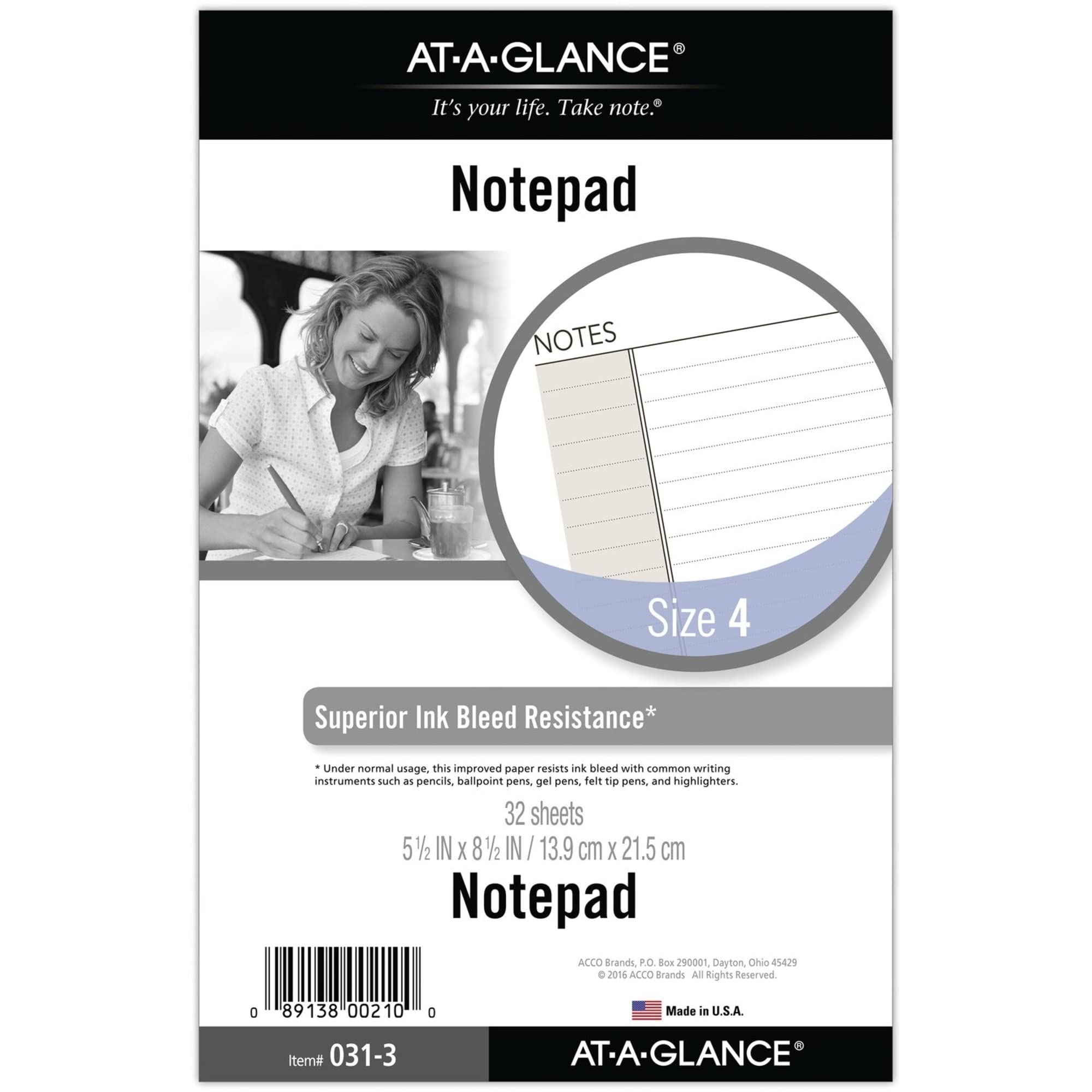 At-A-Glance Day Runner Lined Notepad Pages, 87275 Day-Timer, Refill, Loose-Leaf, Undated, For Planner, 5-1/2'' X 8-1/2'', Size 4