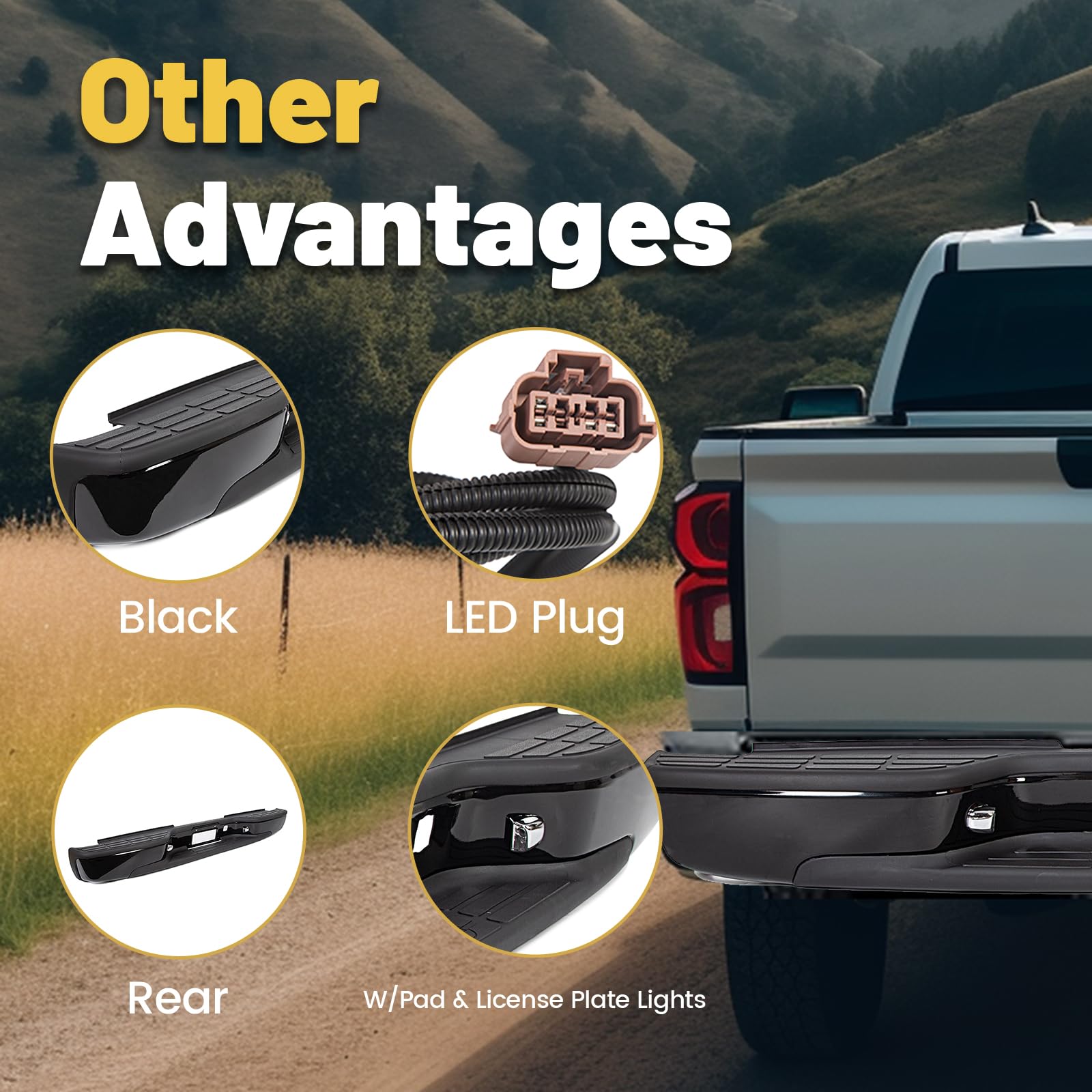 Ecotric Rear Step Bumper Compatible With 1999-2007 Chevy Chevrolet Silverado Gmc Sierra 1500 2500 Classic Face Bar W/License Pla