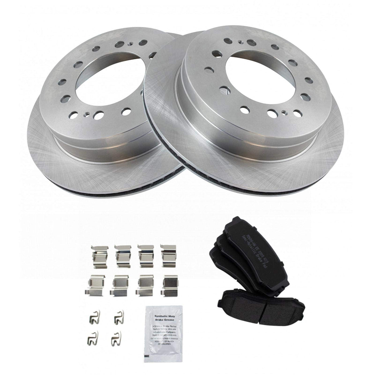 Trq Rear Brake Pad & Rotor Kit Brake Pads Brake Rotor Semi-Metallic Compatible With 2003-2009 Lexus Gx470 Toyota 4Runner 2007-20