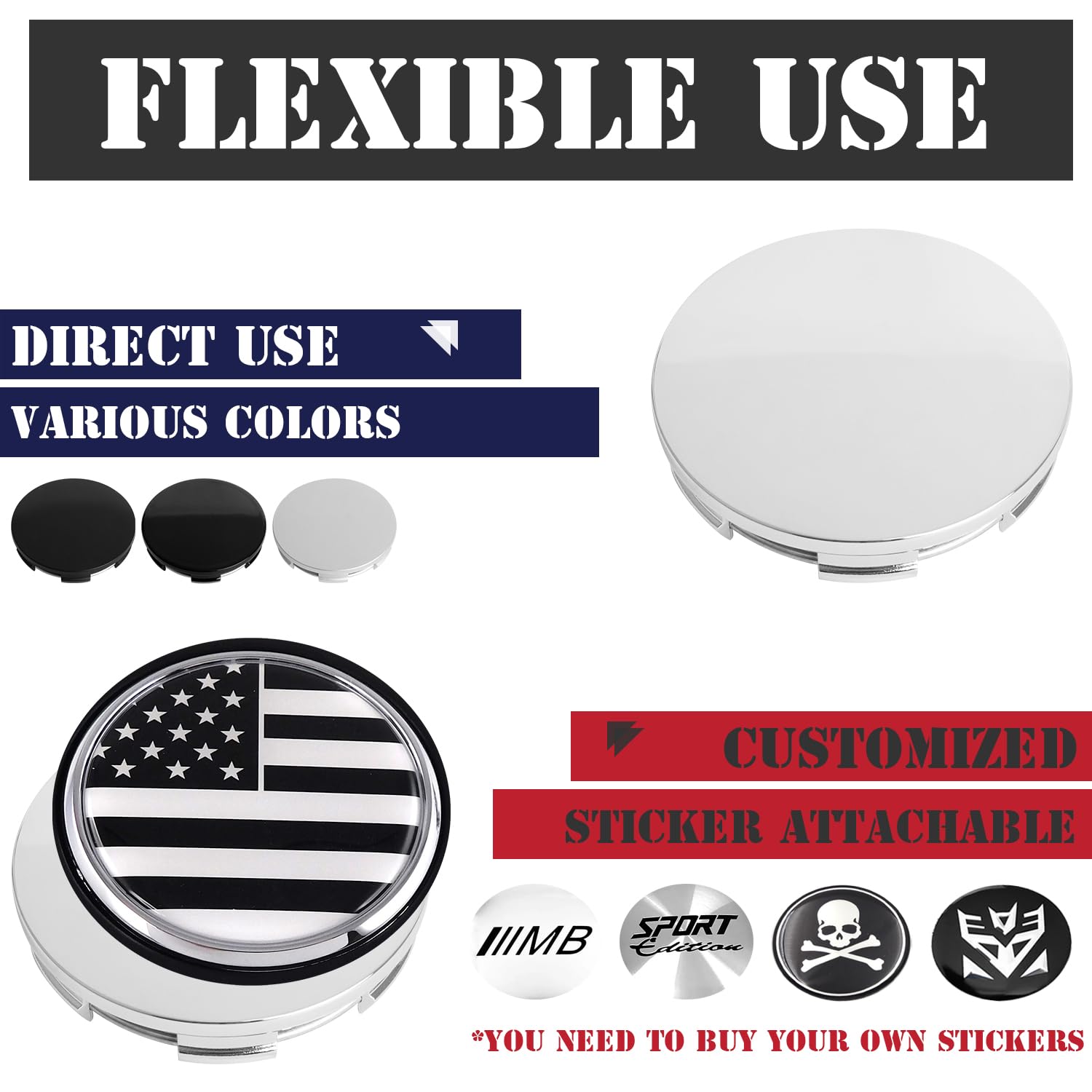 Kitspro 2.7Inch 69Mm Wheel Center Caps For Honda Accord Civic Crv Pilot Rim Hub Caps 44732 S9A A00, Pack Of 4 (Chrome, Outer 69M