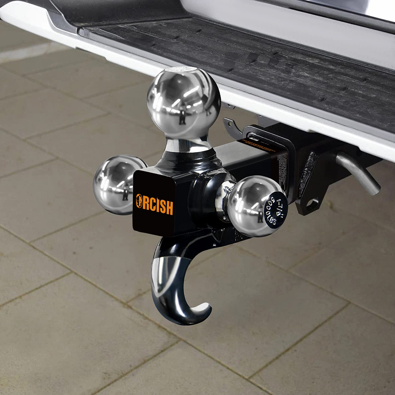 Orcish Trailer Hitch Tri-Ball Mount With Hook & Pin, Trailer Ball Size 1-7/8, 2 And 2-5/16, Fit 2 Inch Hitch Receiver, 2/3 In 1 Ball Truck Hitch, Tow Hitch
