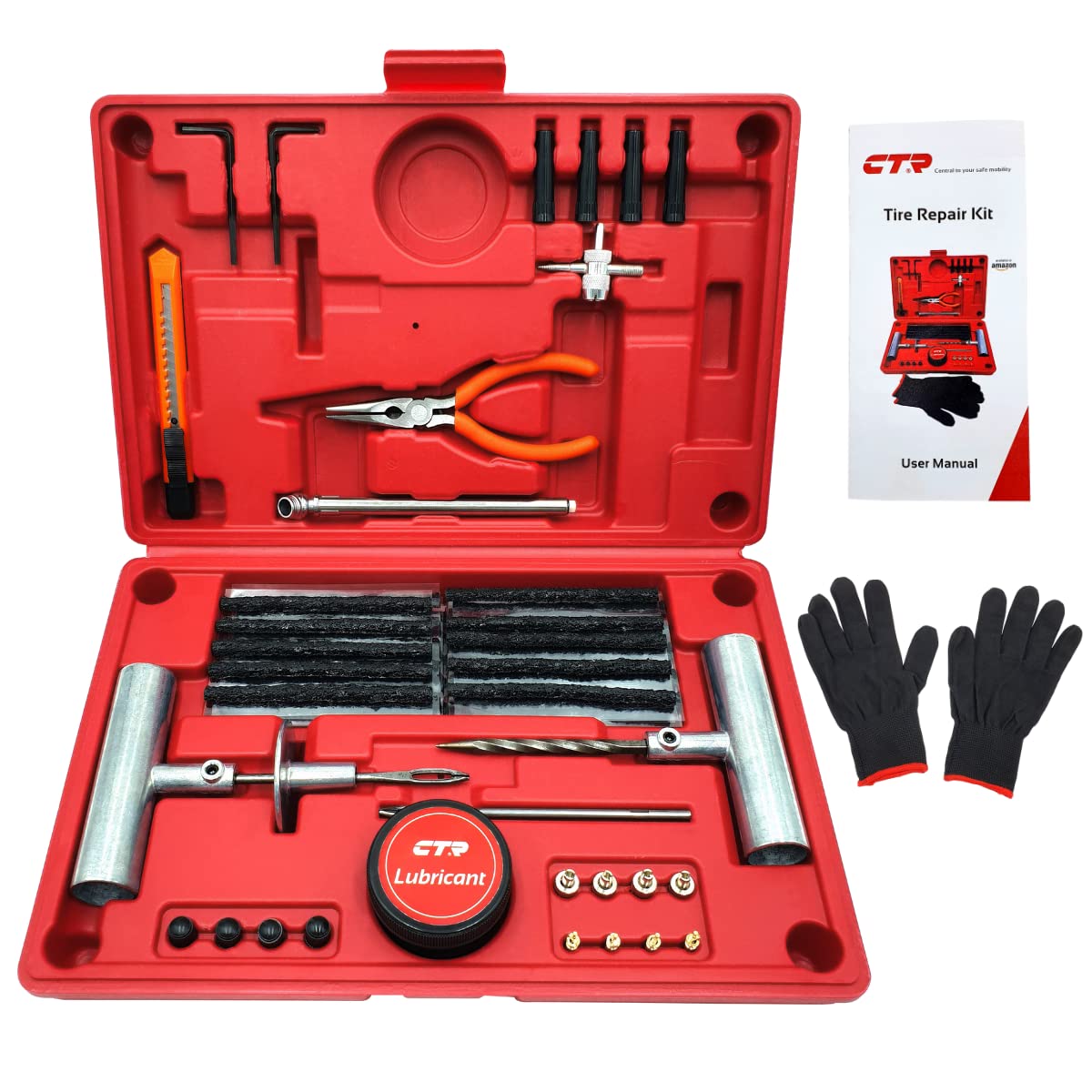 Ctr Heavy Duty Tire Plug Kit - 68Pcs All-In-One Universal Tire Repair Kit With Plugs, Professional Tools For Tubeless Tyre Flats
