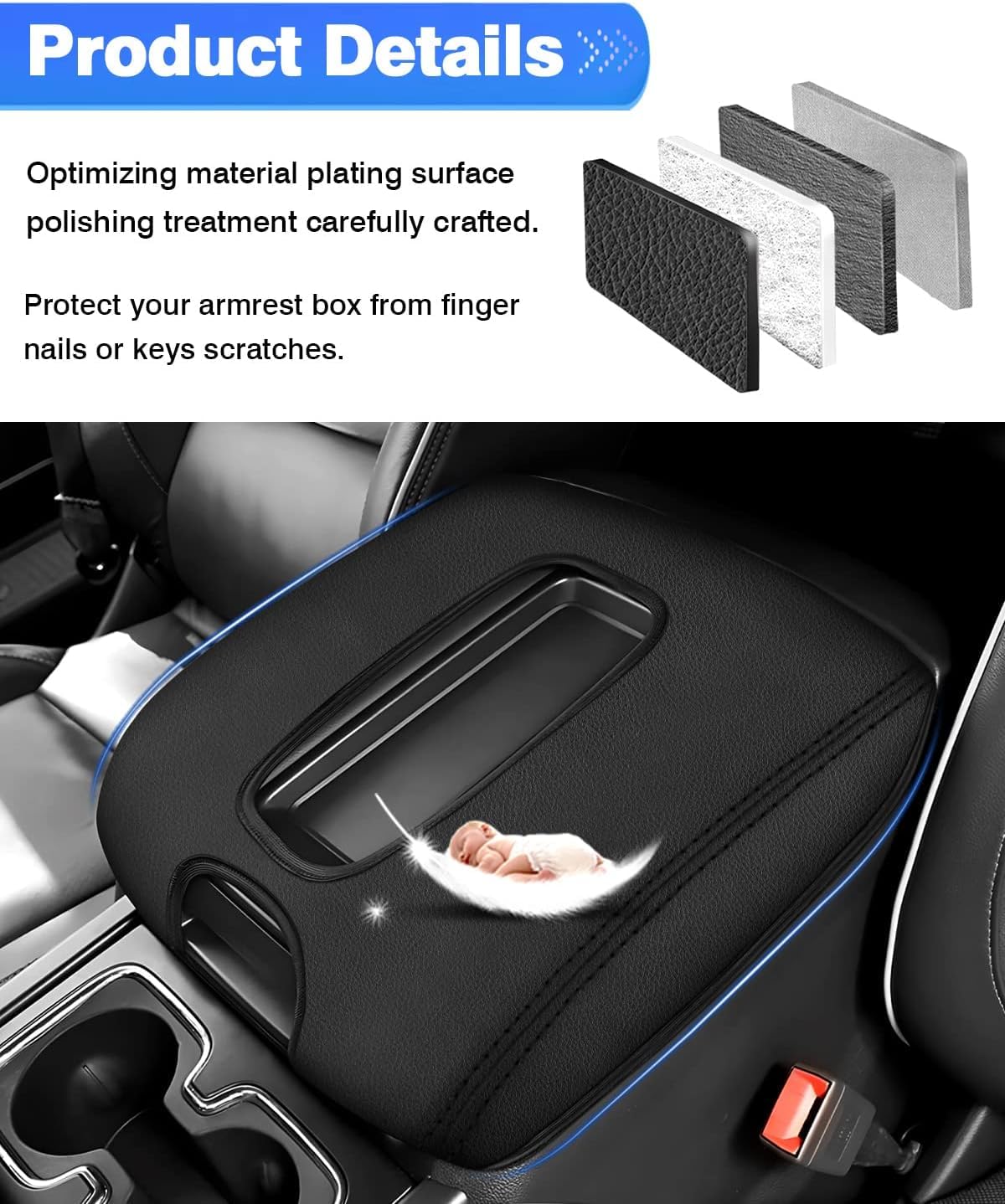 Autorder Center Console Cover For 2014-2018 Chevy Silverado/Gmc Sierra 1500 2500 3500 Accessories Armrest Cover Anti-Scratch Middle Console Pad Armrest Protector(With Full Central Floor Console)