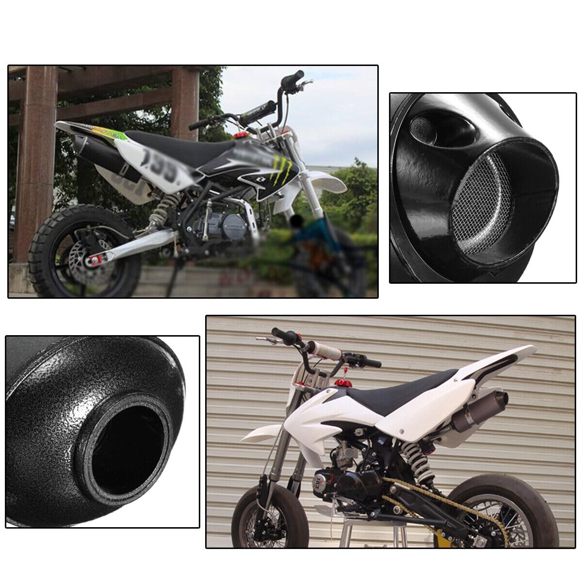 1.1' 28Mm Exhaust Muffler With Clamp For 90Cc 110Cc 125Cc 140Cc 150Cc 160Cc 4 Wheeler Atv Quad Motorcycle Scooter Chinese Taotao Street Dirt Pit Bike Black
