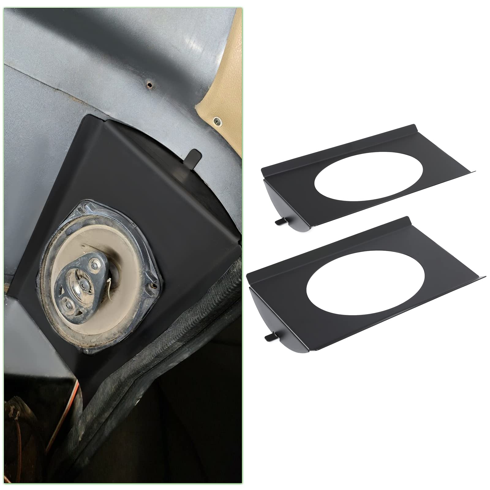Ecotric Behind Seat Speaker Brackets Square Body Replacement Compatible With 1973-1987 Chevy/Gmc C10 Single Cab Or Crew Cap Pick