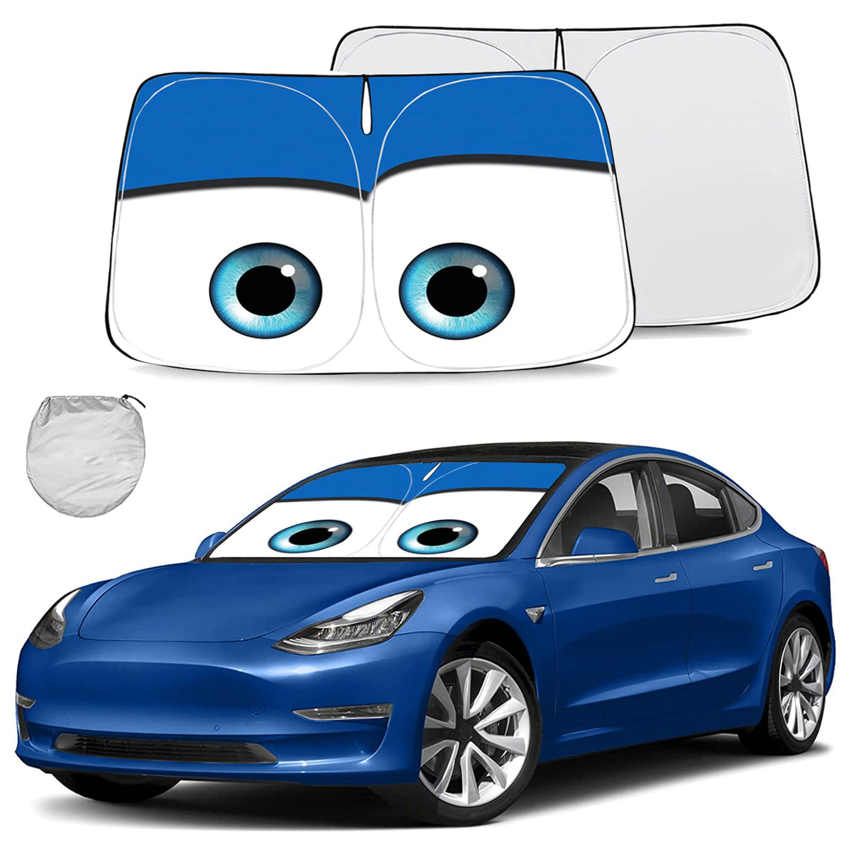 Gven For Tesla Model 3 Sunshade For Tesla Model Y Windshield Sunshade 2016-2024 Car Shade Front Window Shade Double Layer Blocks